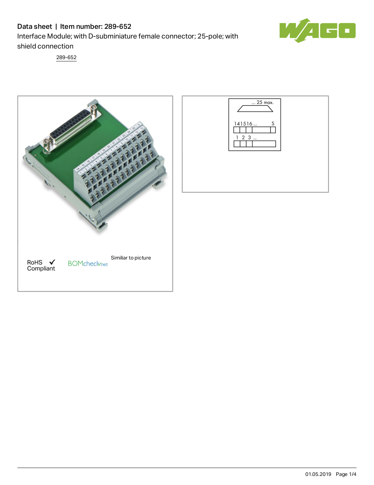 Wago 289-652 Data Sheet