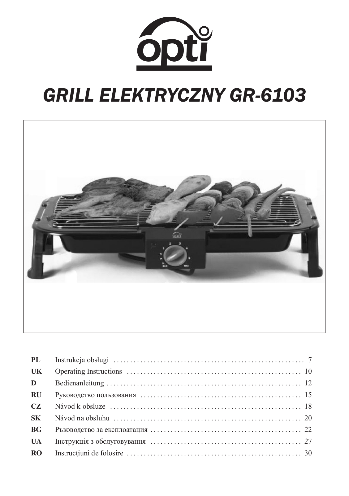 OPTi GR-6103 Operating Instructions Manual