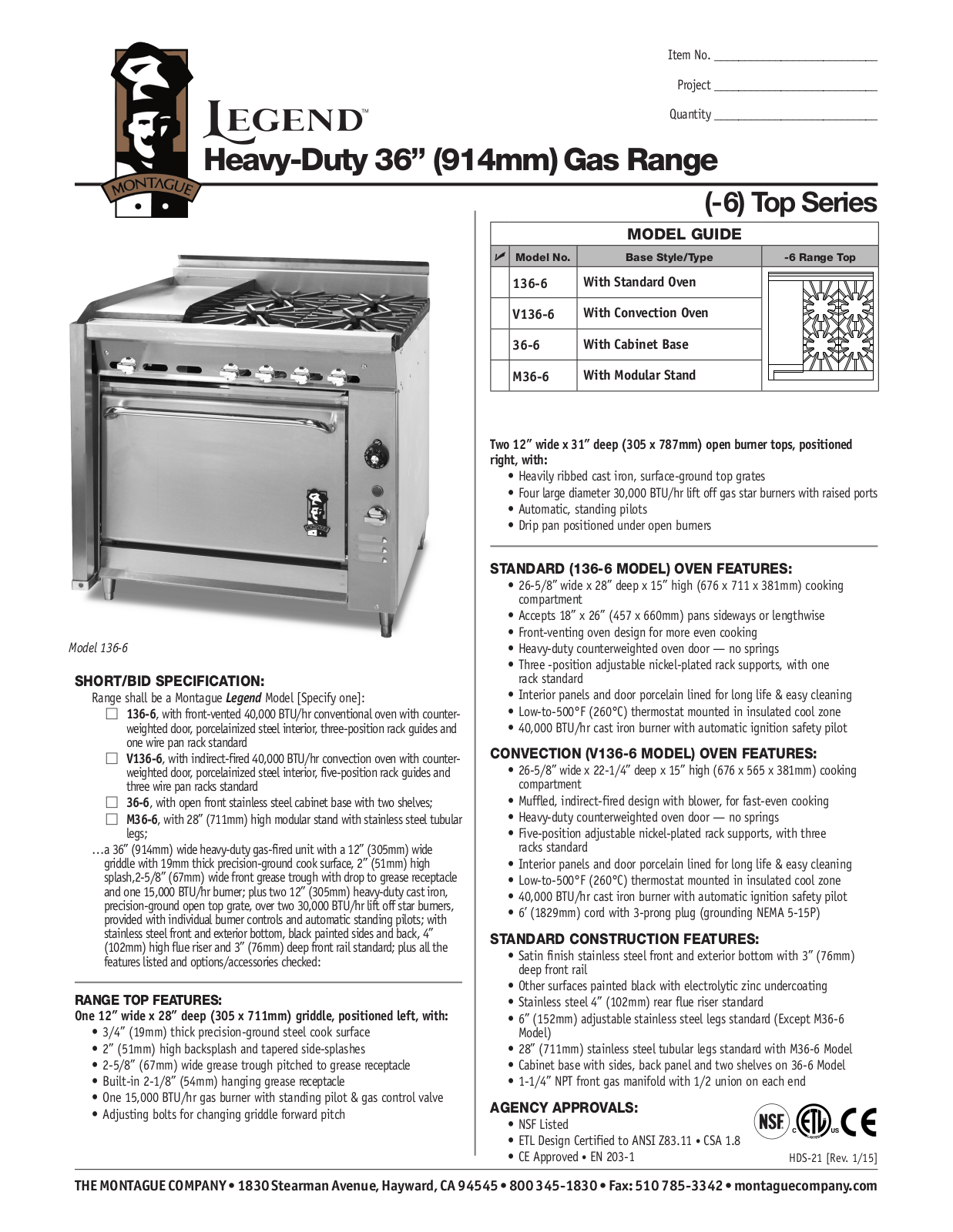 Montague 136-6 User Manual