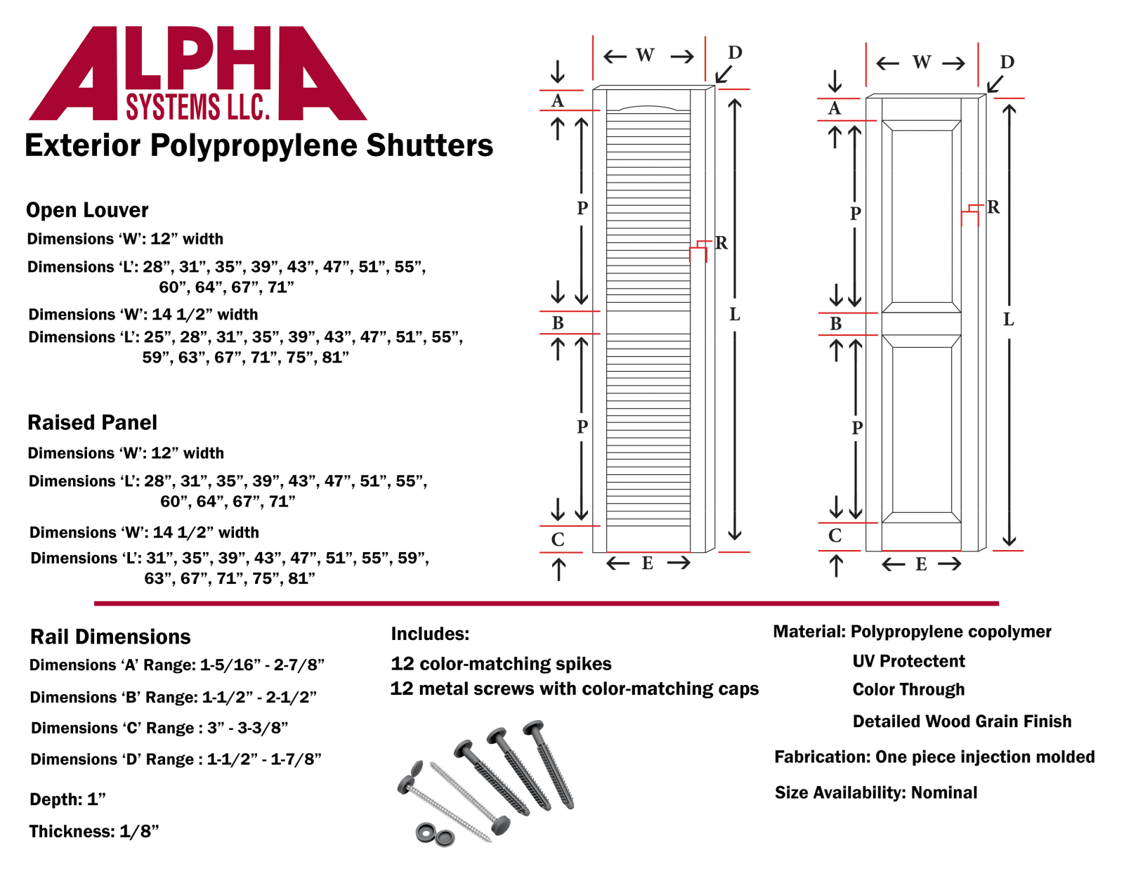 Alpha Shutters ALPH1159 Dimensions - ManualMachine.com