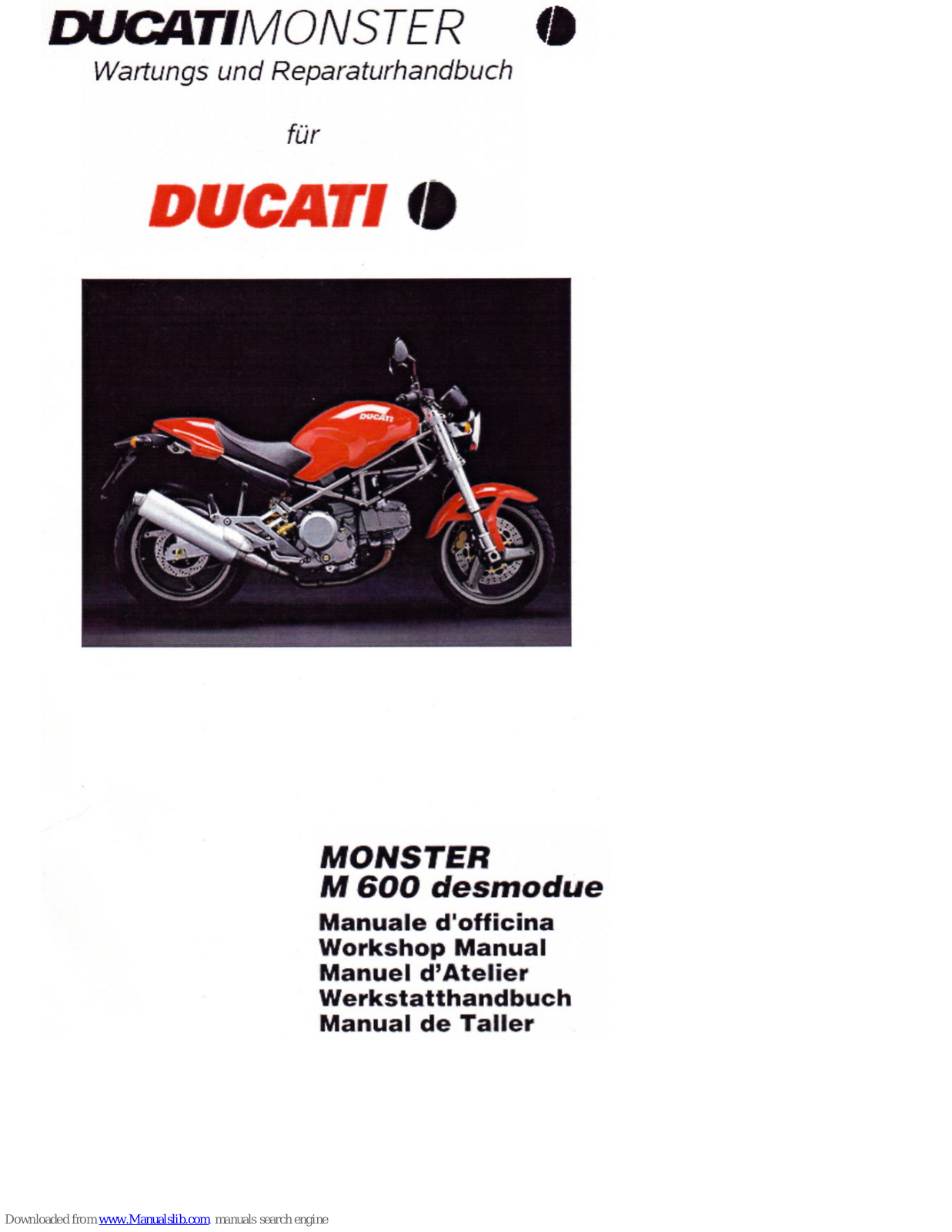 Ducati MONSTER M 600 desmodue, 916, 748 Sport Production, 916 Sport Production Workshop Manual