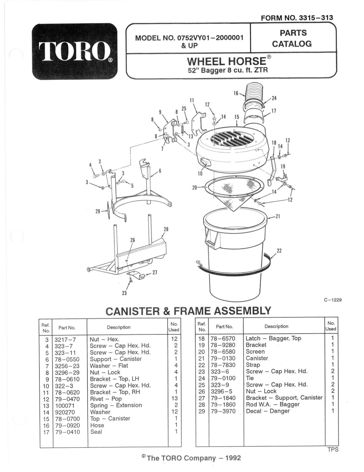 Toro 07-52VY01 Parts Catalogue