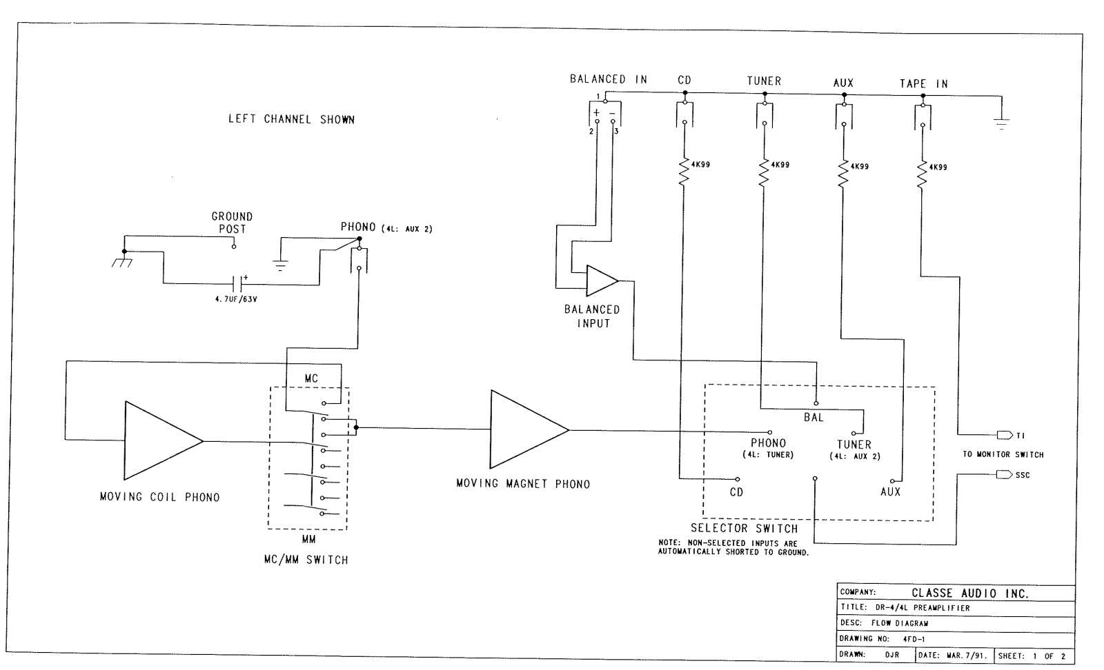 Classe Audio DR-4, DR-4-L Schematic