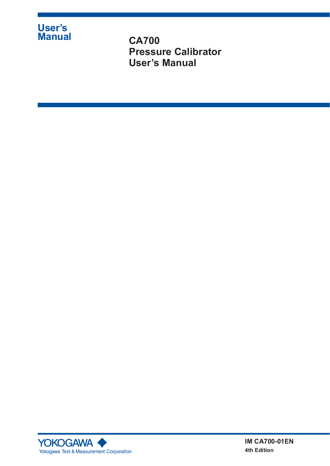 YOKOGAWA CA700-01, CA700-02, CA700-03 User Manual