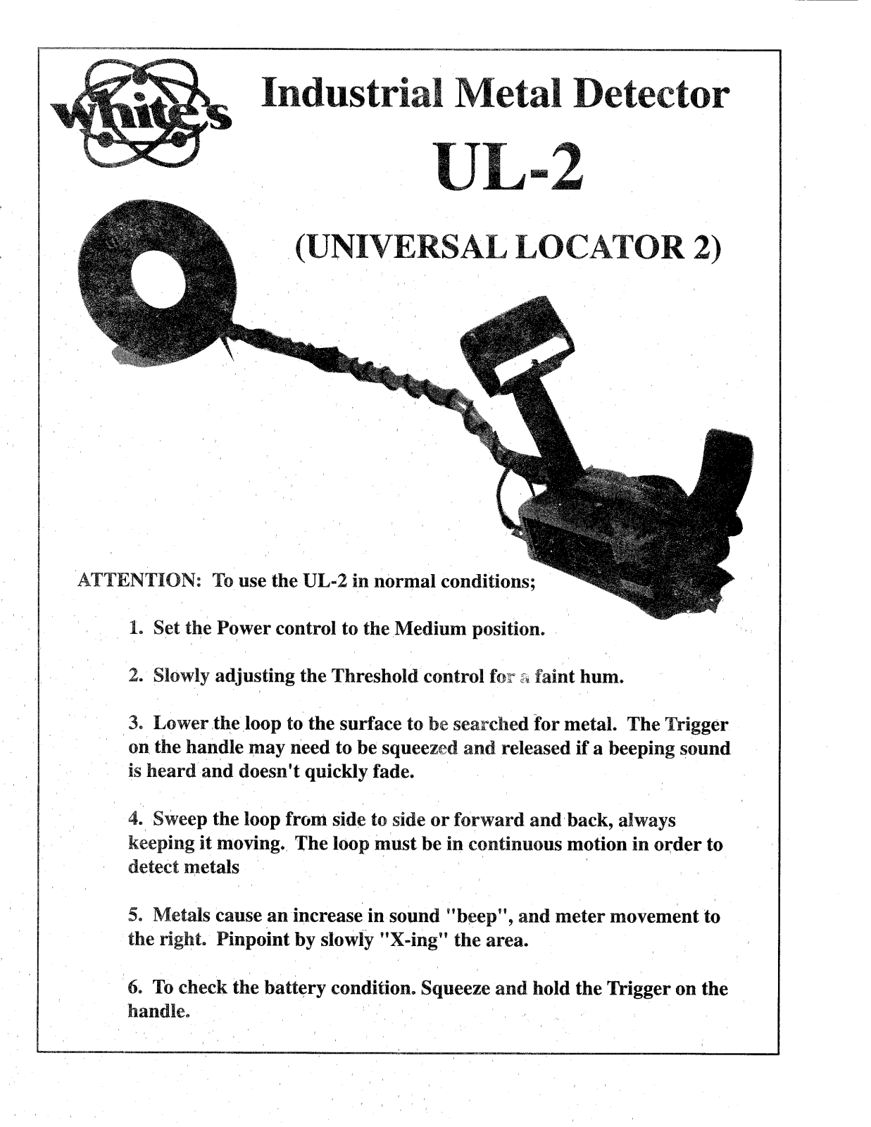 Whites Electronics UL-2 User Manual