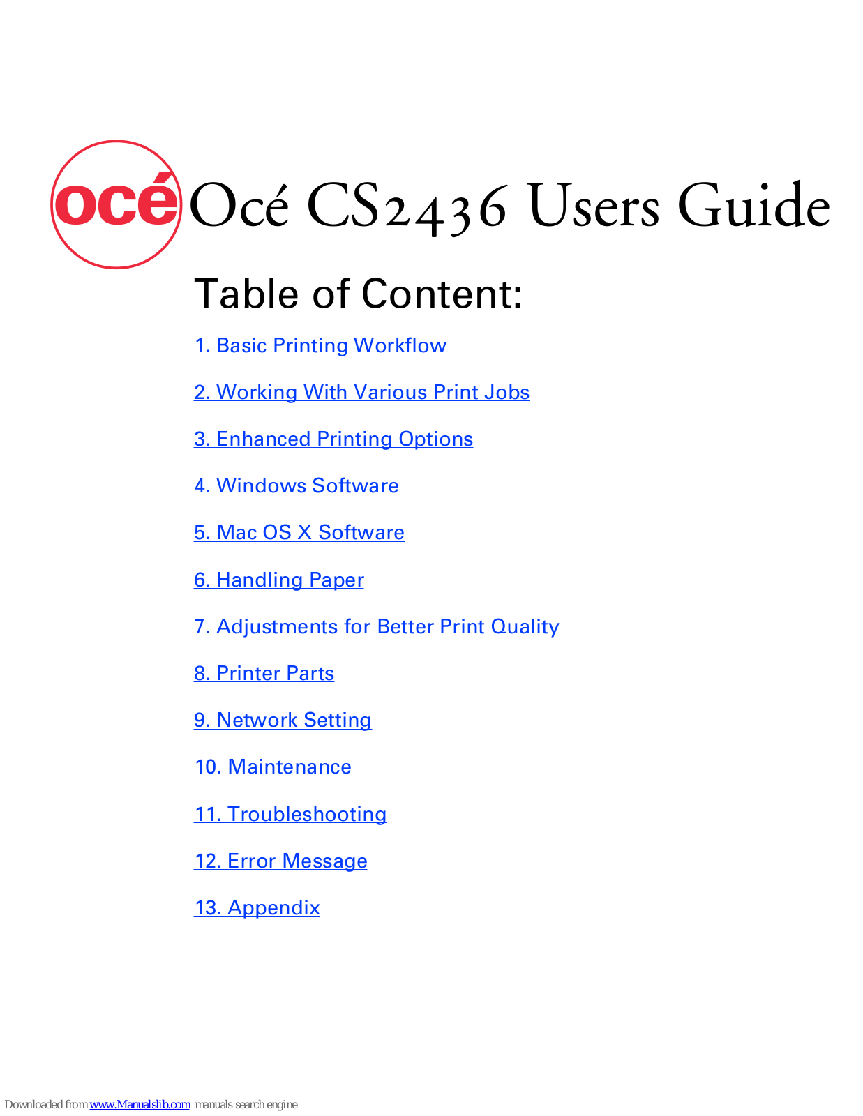 Oce CS2436 User Manual