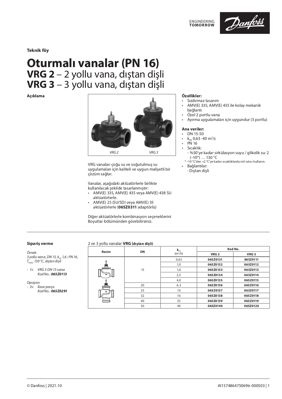 Danfoss VRB 2, VRB 3 Data sheet