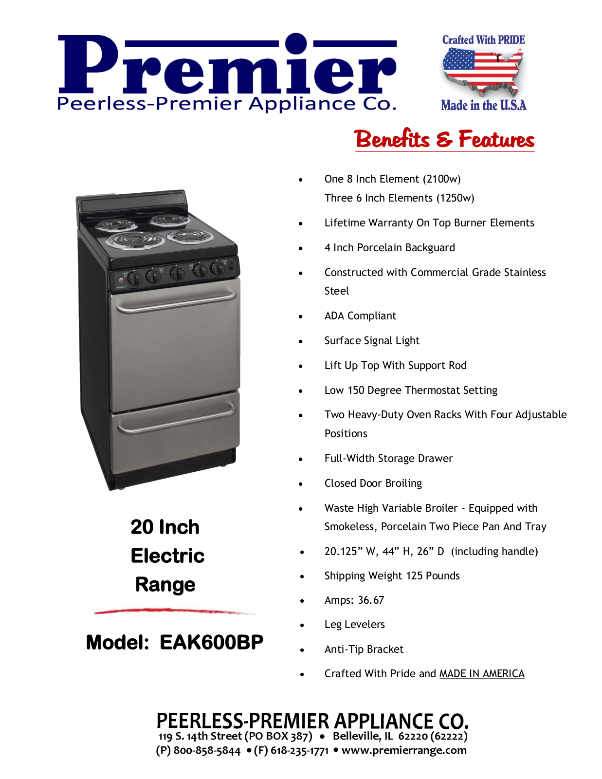 Peerless Stove EAK600BP User Manual