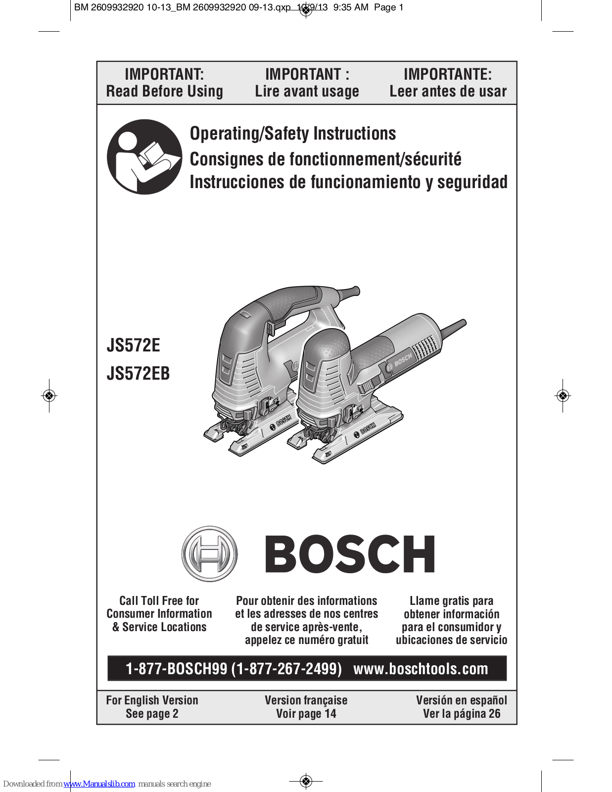 Bosch JS572E, JS572EB Operating/safety Instructions Manual