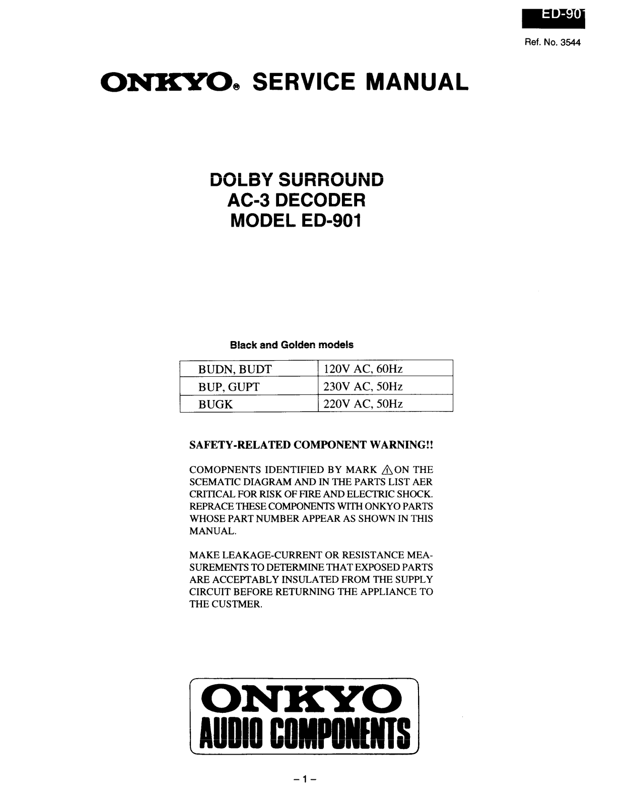 Onkyo ED-901 Service manual