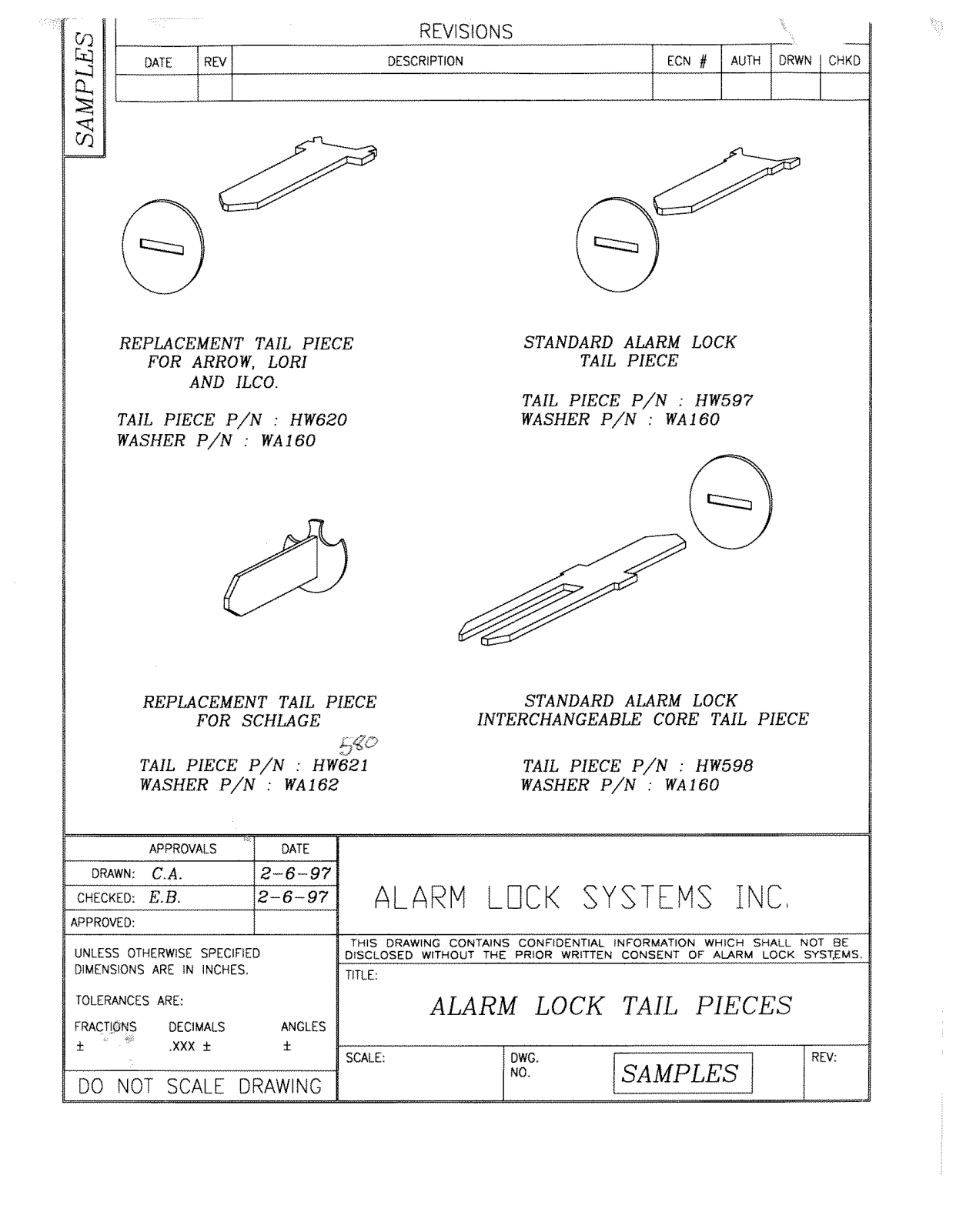 Alarm Lock Tail pieces Owners Manual