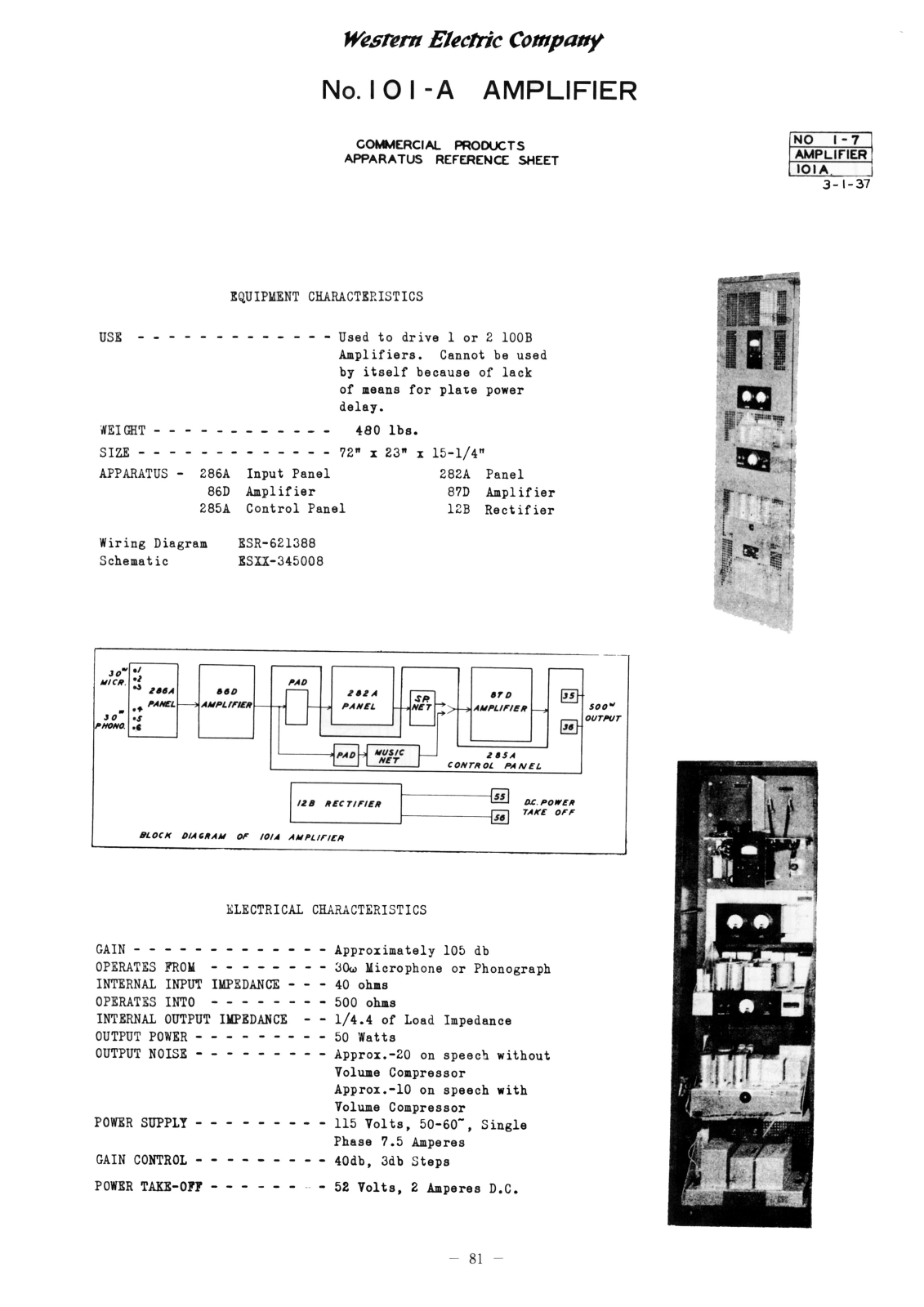 Western Electric 101-A Schematic