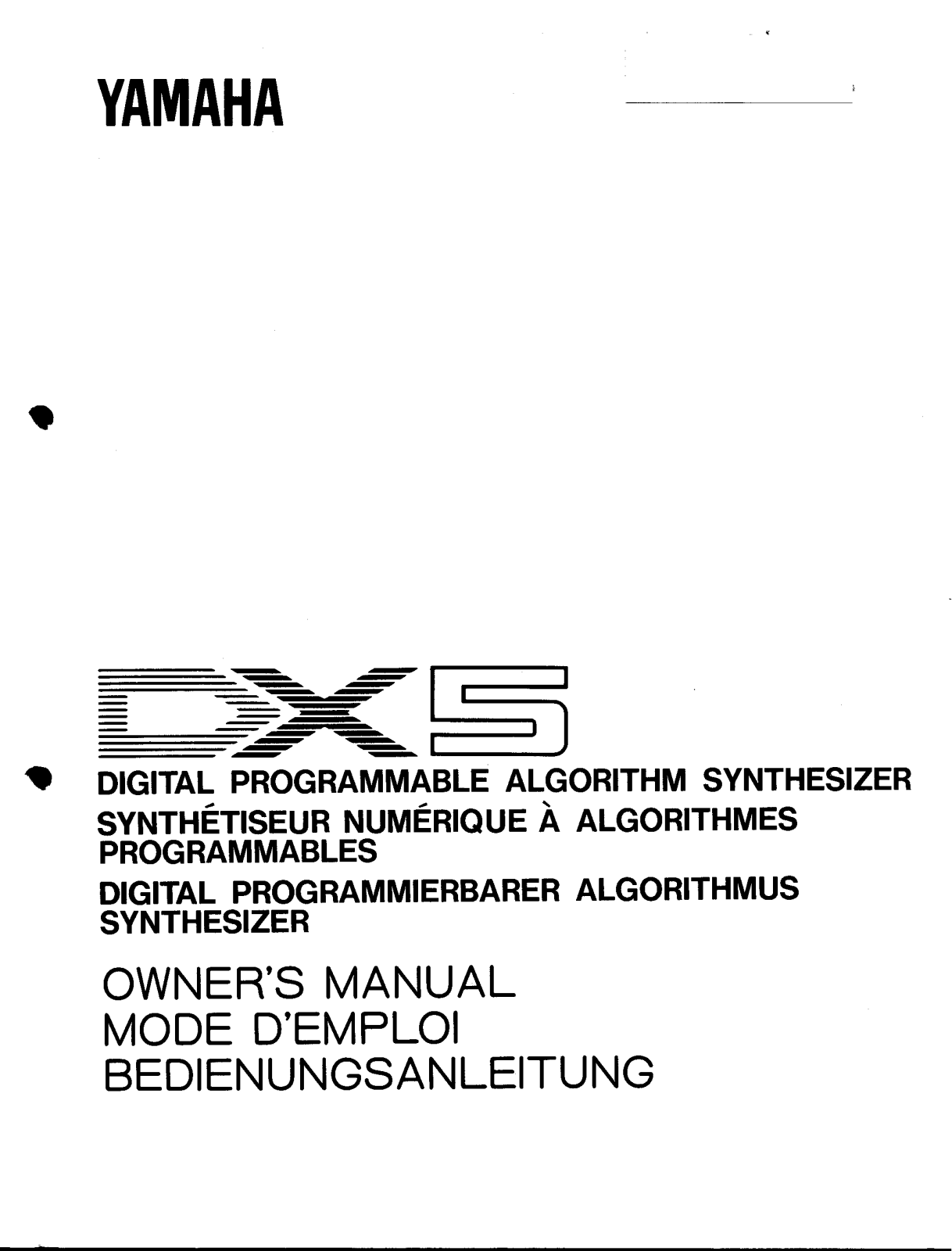 Yamaha DX5 Owner's Manual