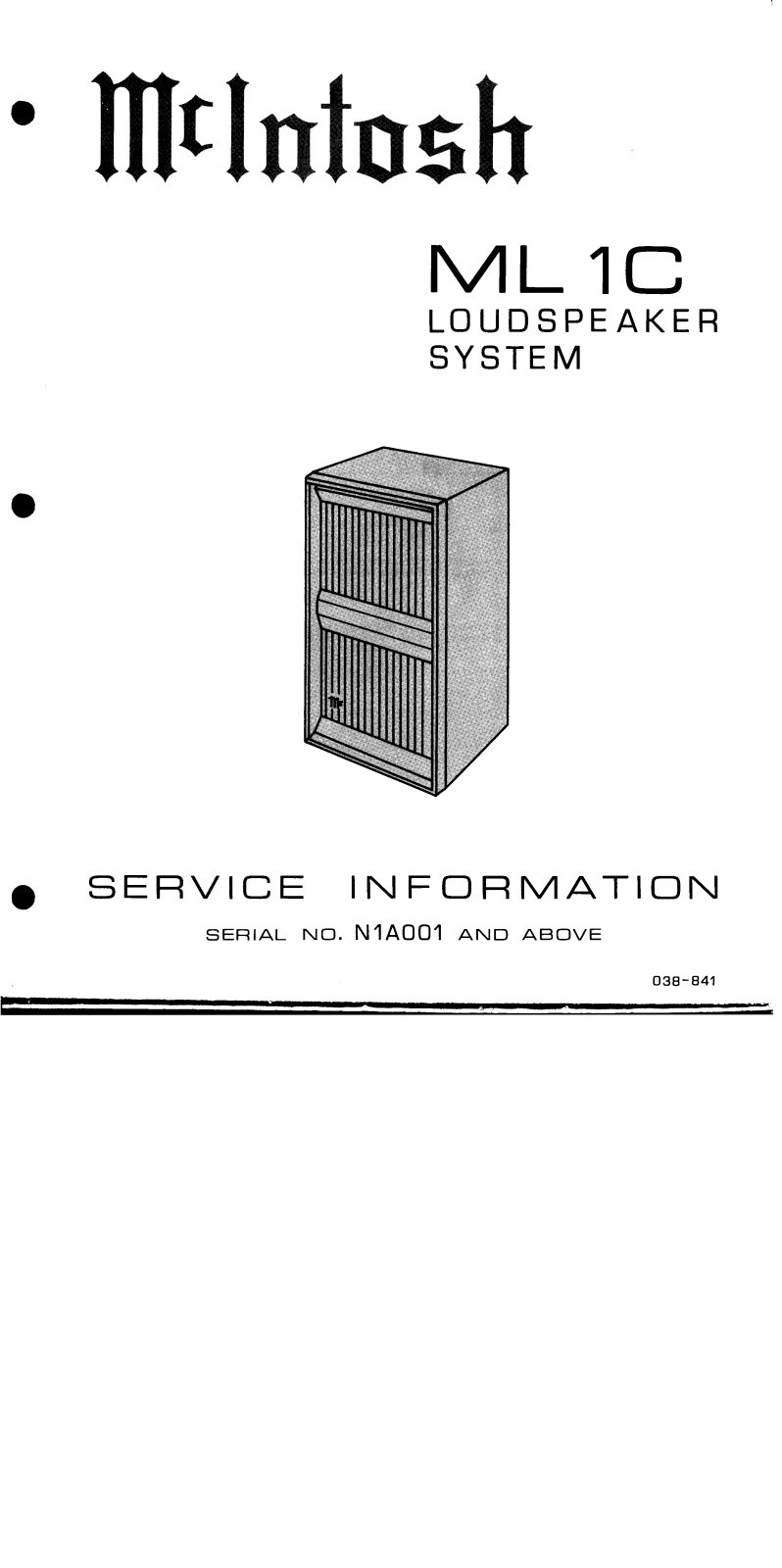 McIntosh ML-1-C Service manual