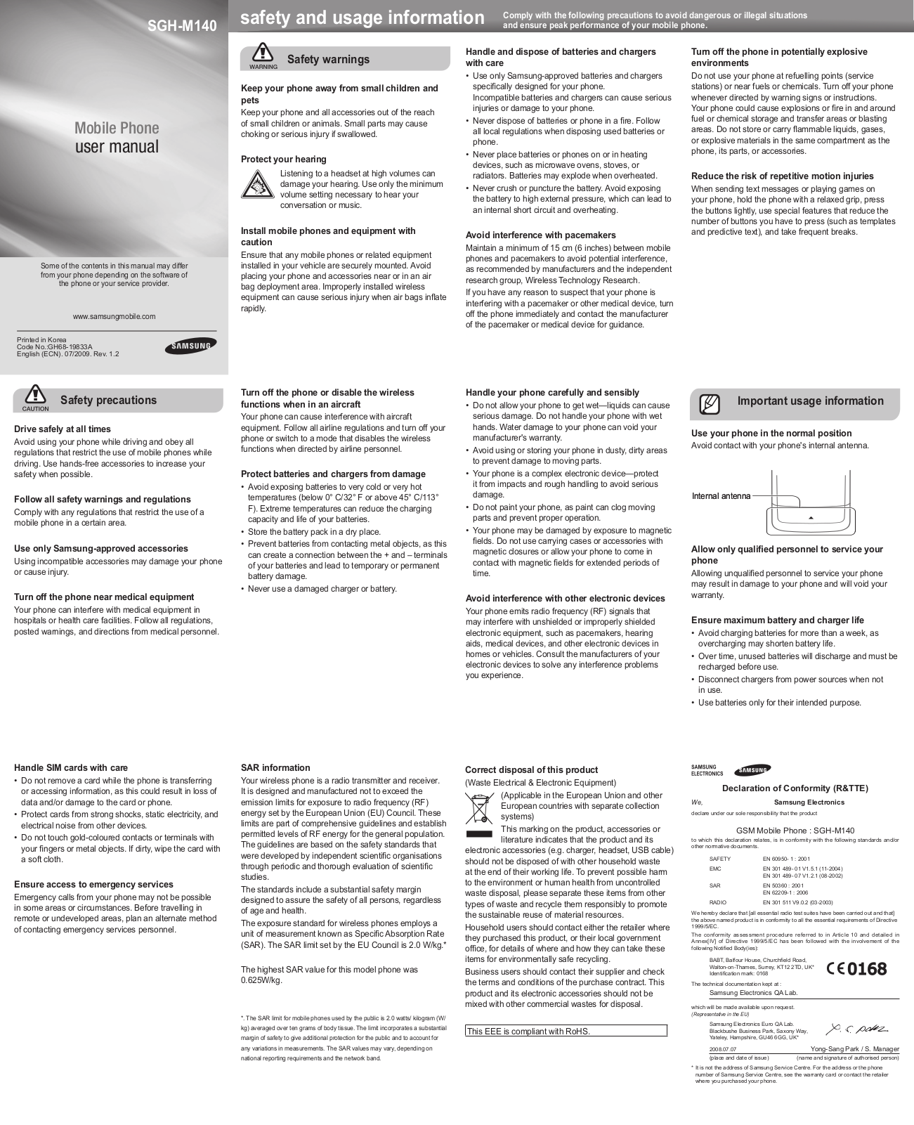 Samsung SGH-M140 User Manual