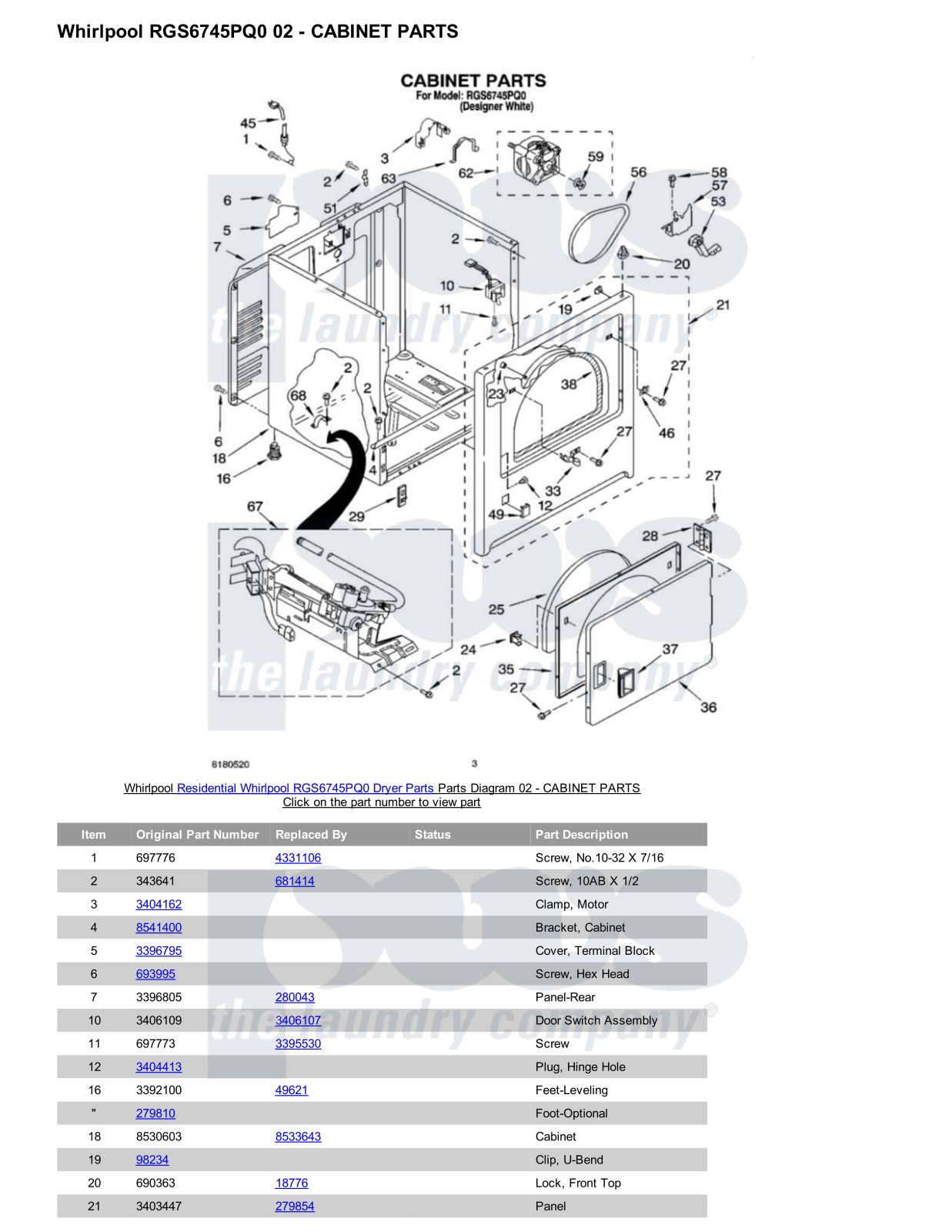 Whirlpool RGS6745PQ0 Parts Diagram