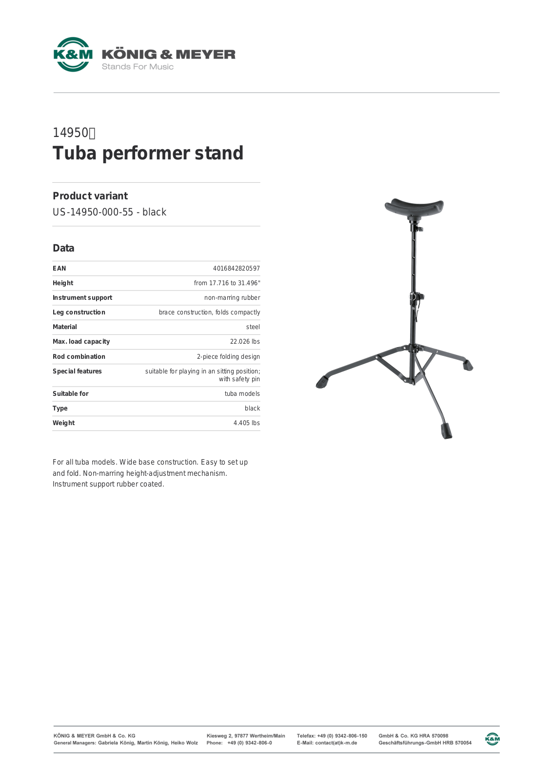 K&M 14950 Data Sheet