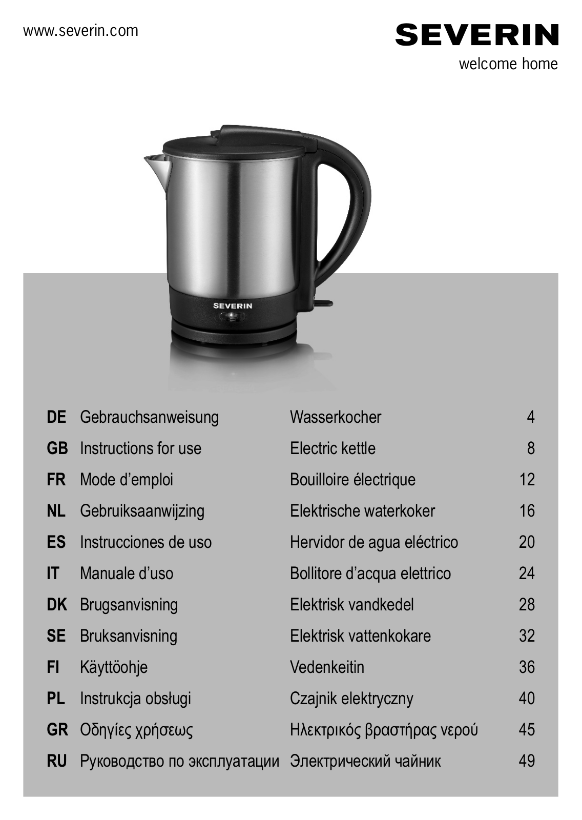 Severin WK 3362 User Manual