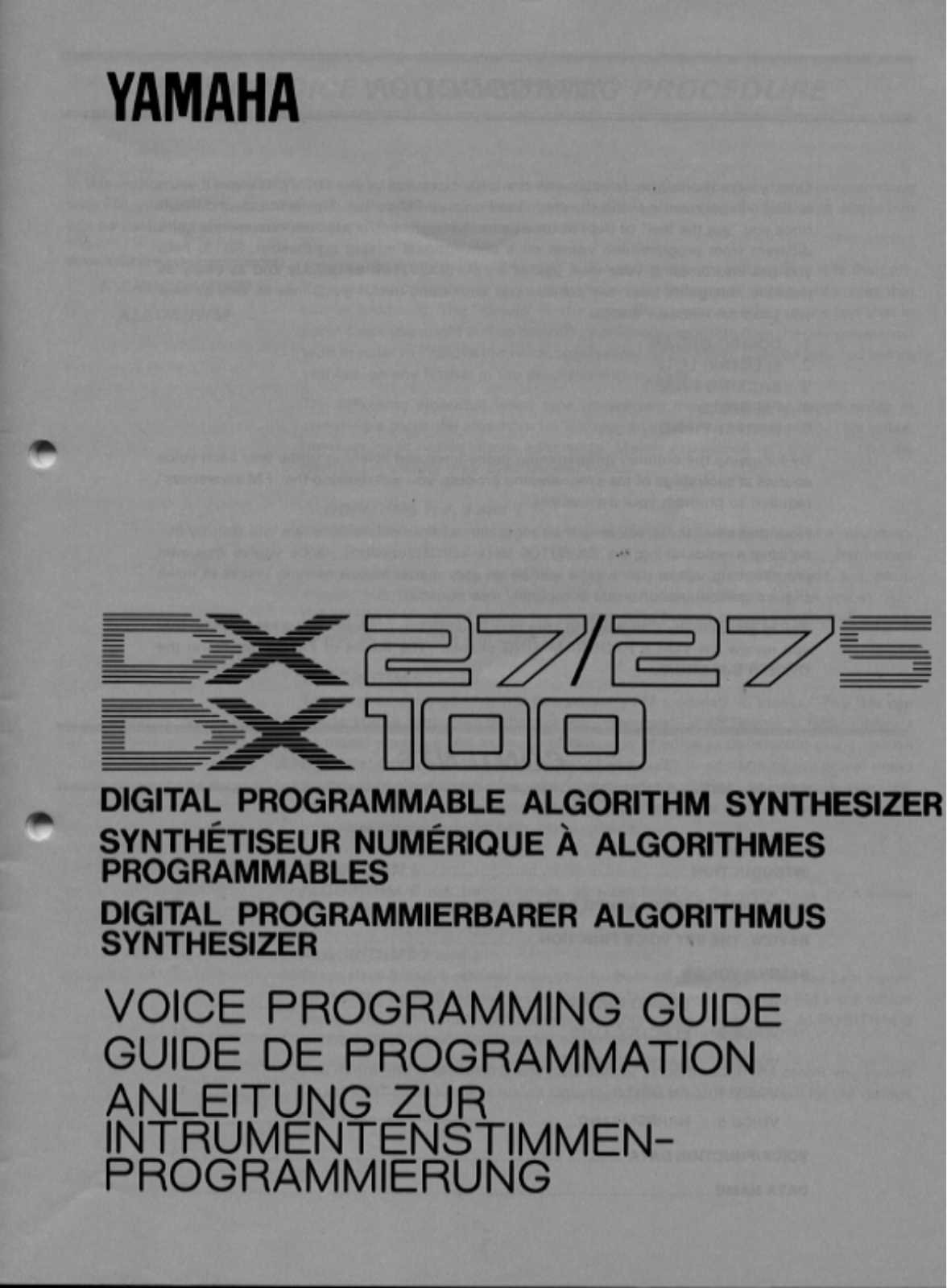 Yamaha DX27SE2, DX27S User Manual