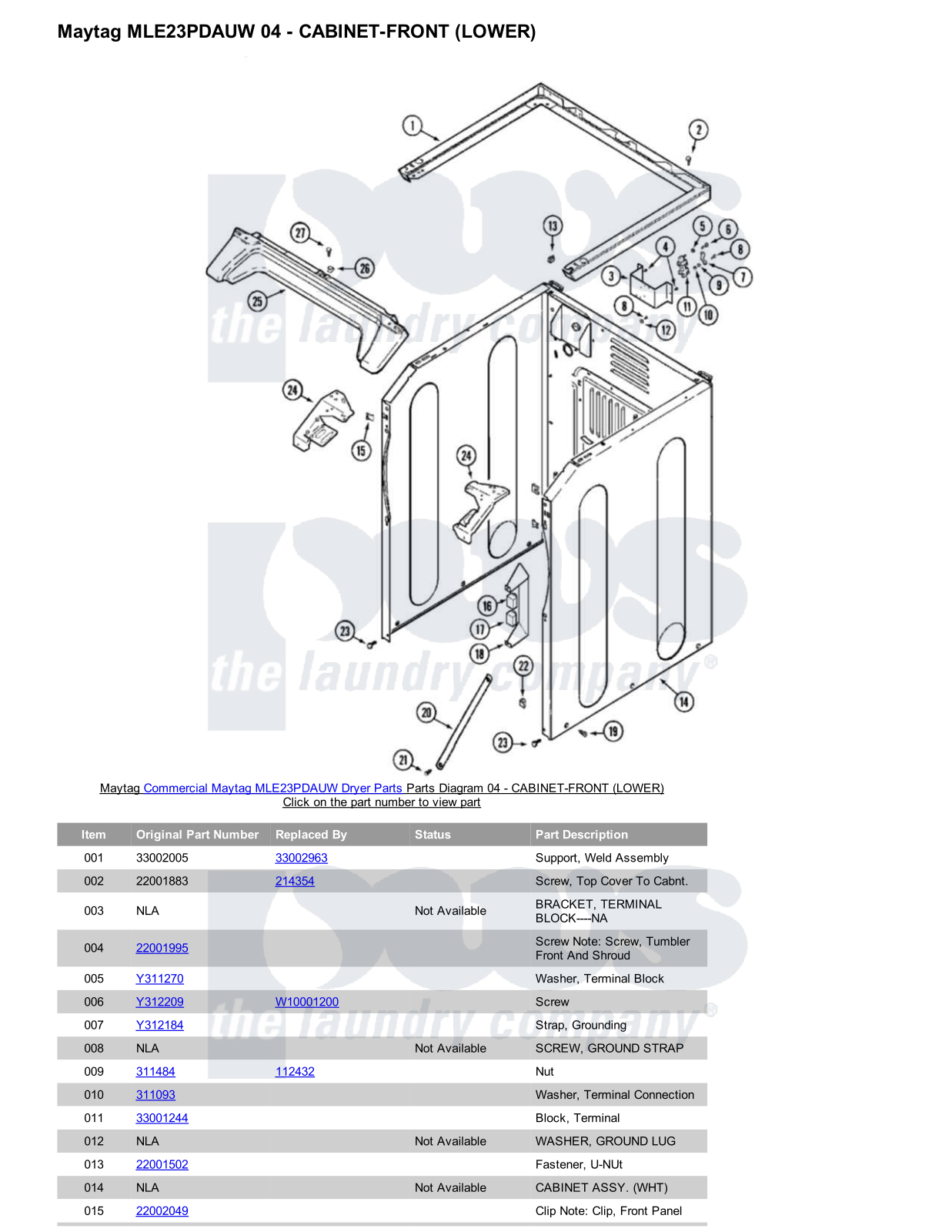 Maytag MLE23PDAUW Parts Diagram