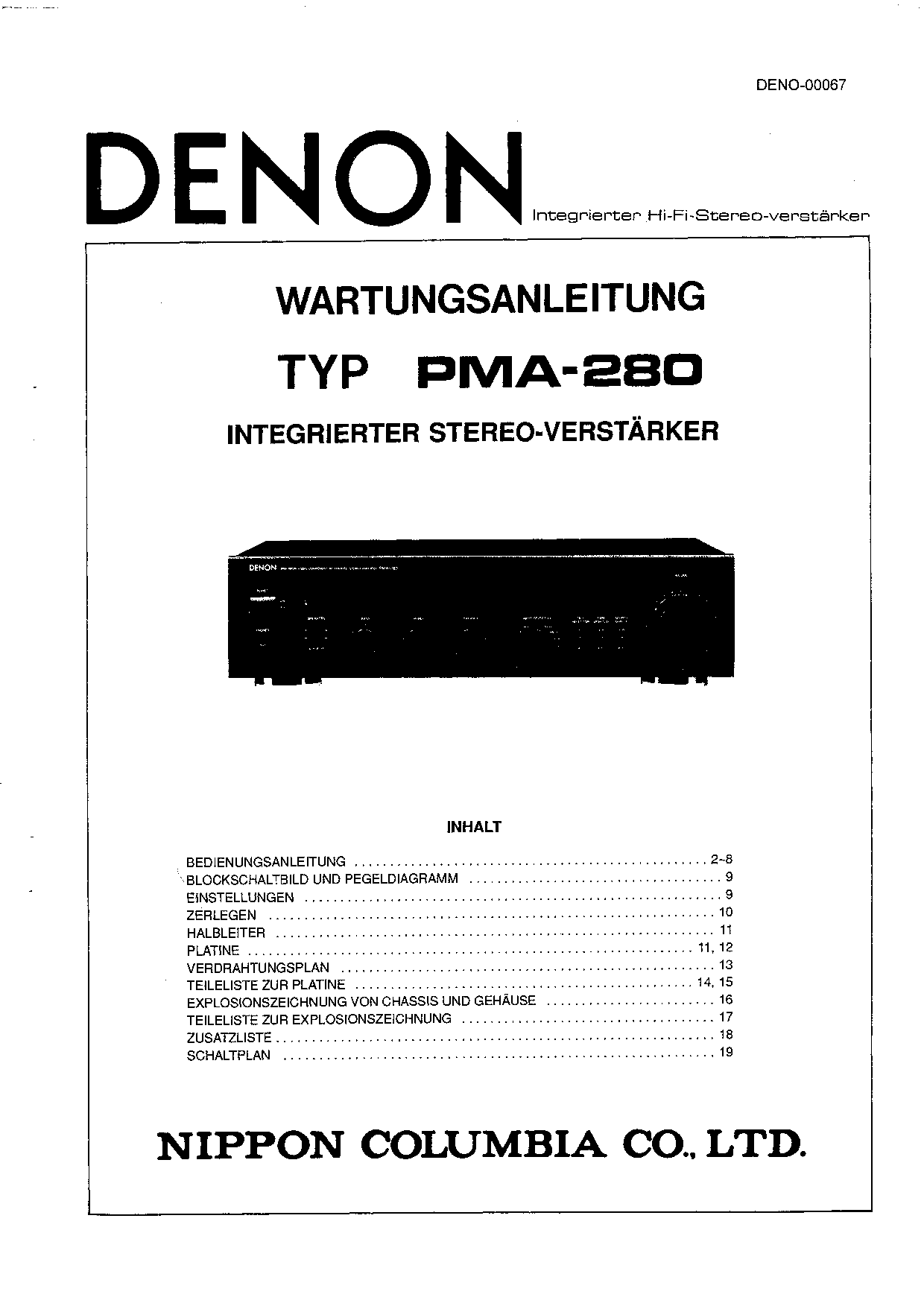 Denon PMA280 Service Manual