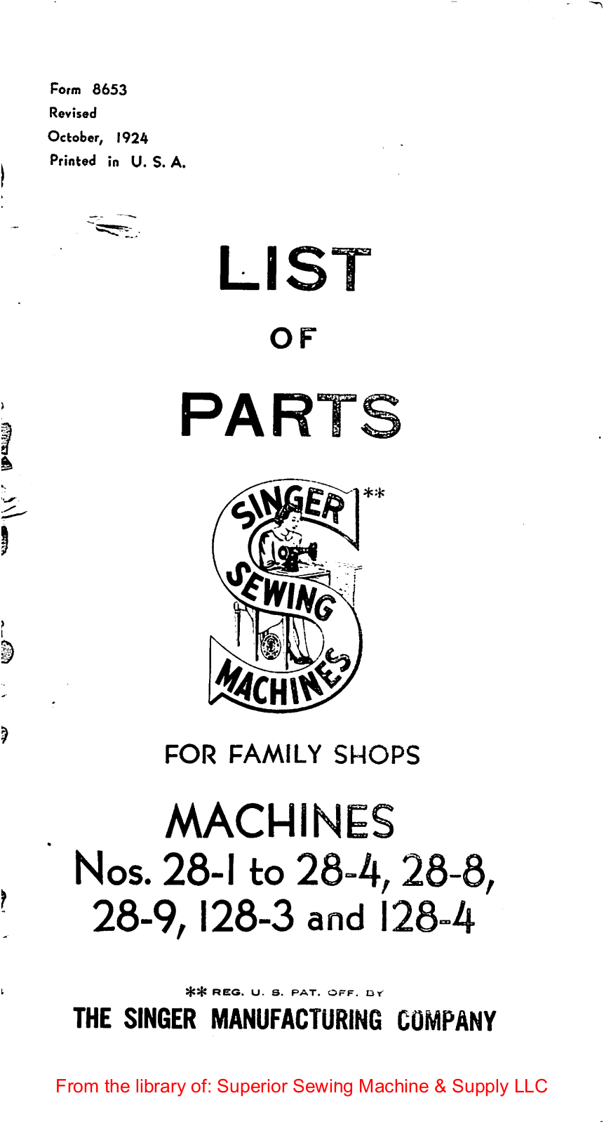 Singer 28-1, 28-2, 28-3, 28-4, 28-8 User Manual - ManualMachine.com