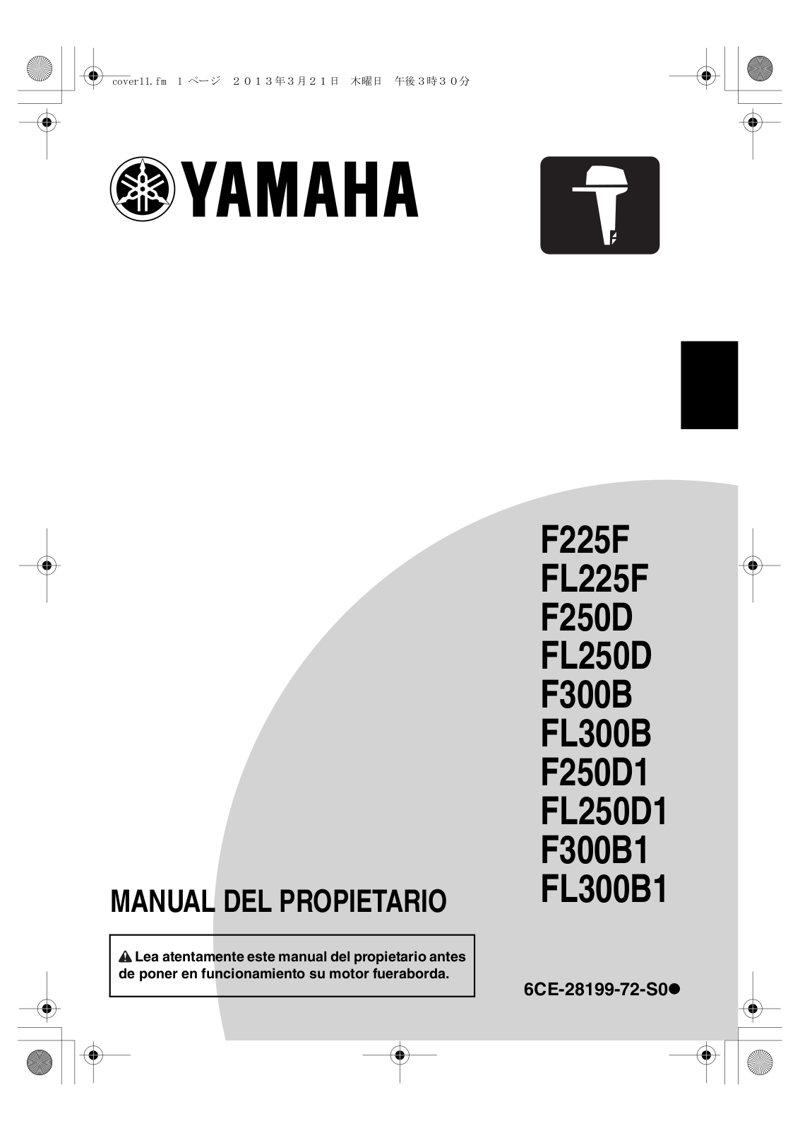 Yamaha F225F, FL225F, F250D, FL250D, F300B User Manual