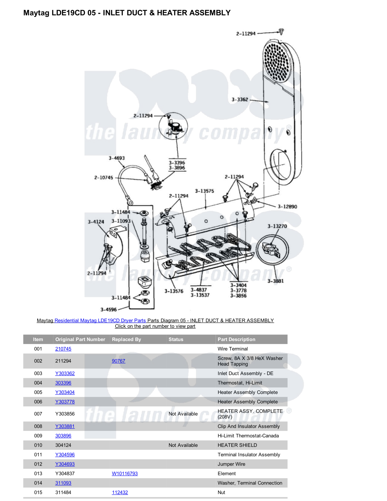 Maytag LDE19CD Parts Diagram