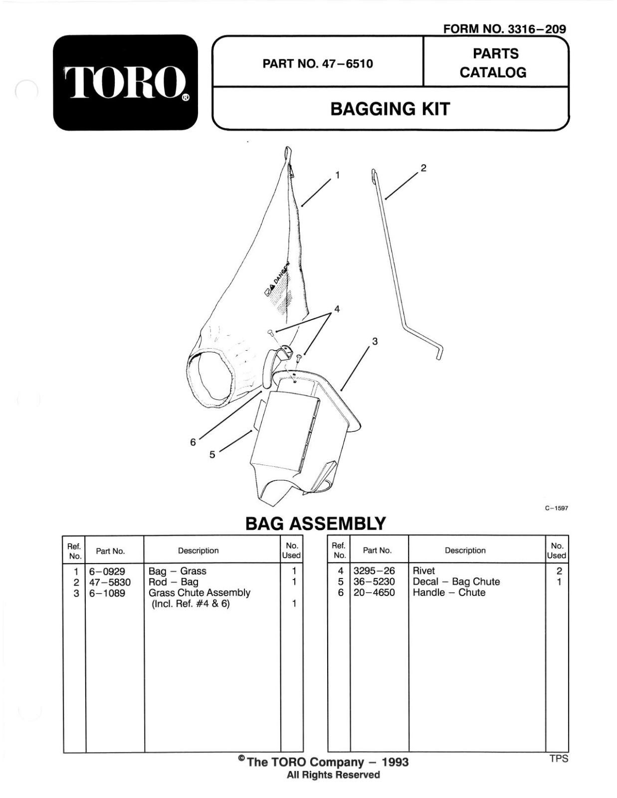 Toro 47-6510 Parts Catalogue