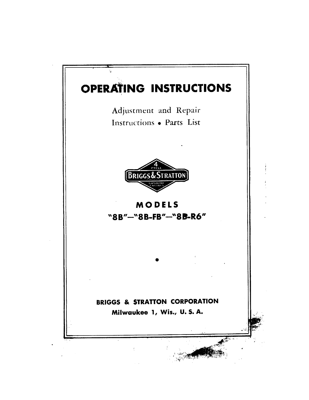 David Bradley 8b, 8b-F, 8b-FB, 8b-R6 Operating Instruction