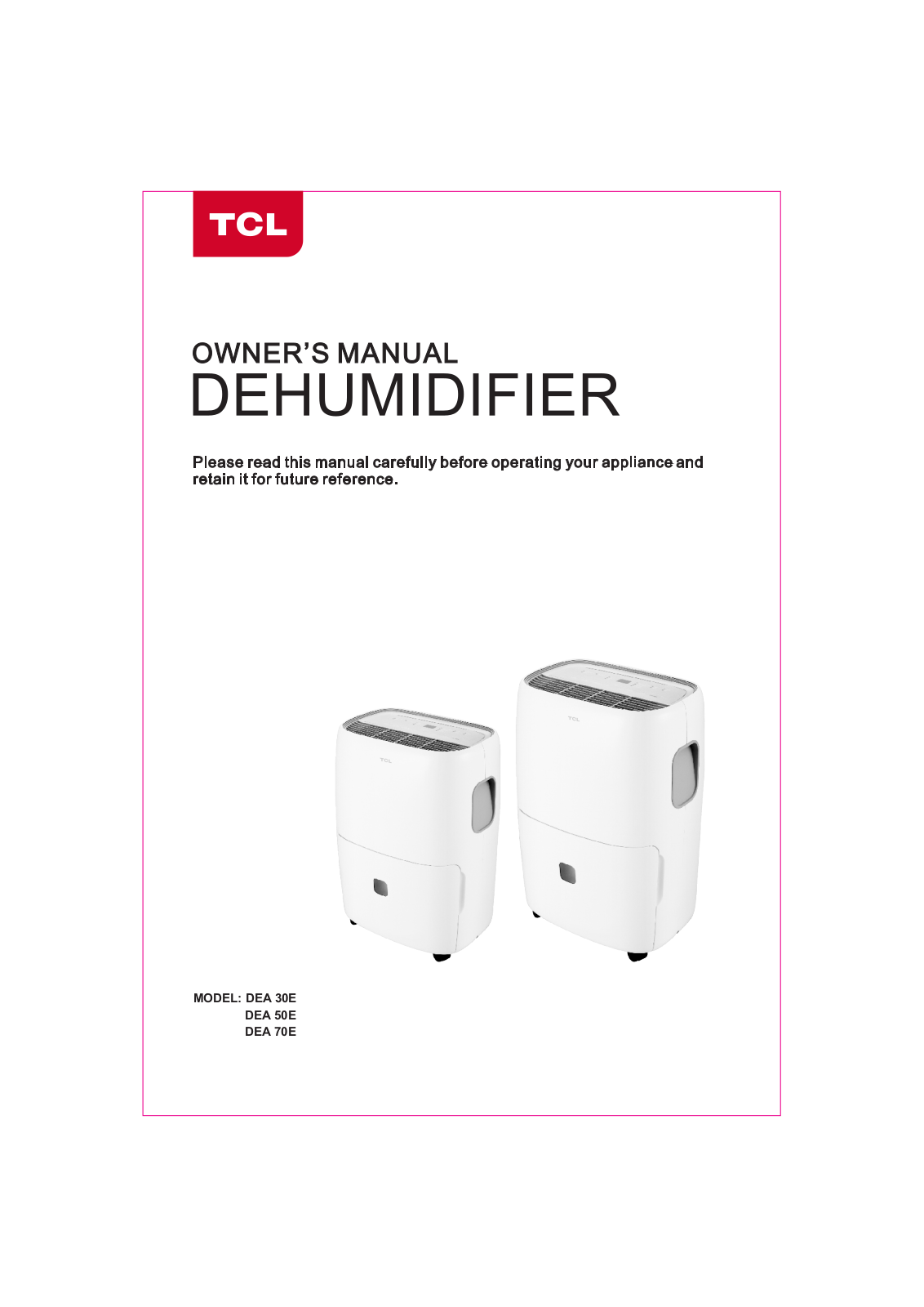 Tcl DEA 70E, DEA 30E, DEA 50E User Manual