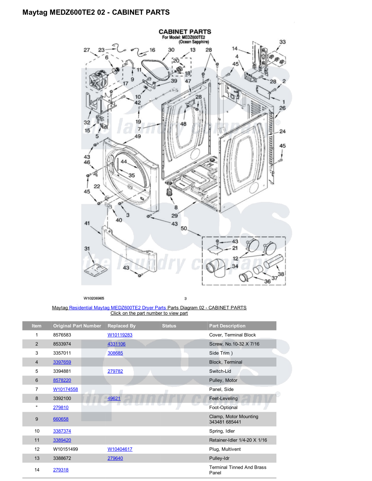 Maytag MEDZ600TE2 Parts Diagram