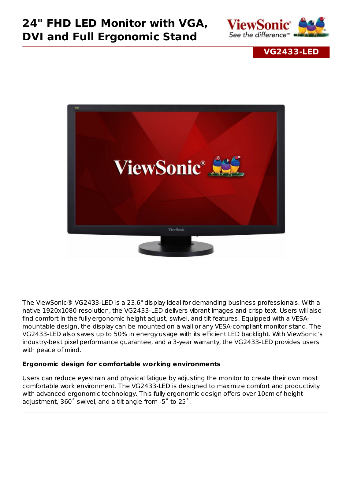 ViewSonic VG2433-LED User Manual