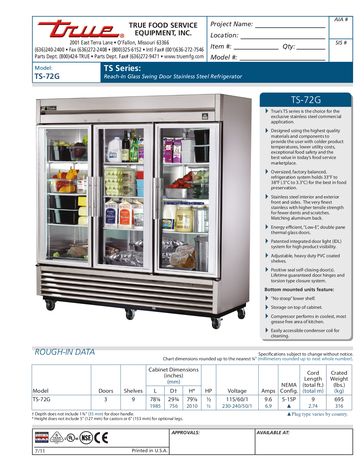 True TS-72G User Manual