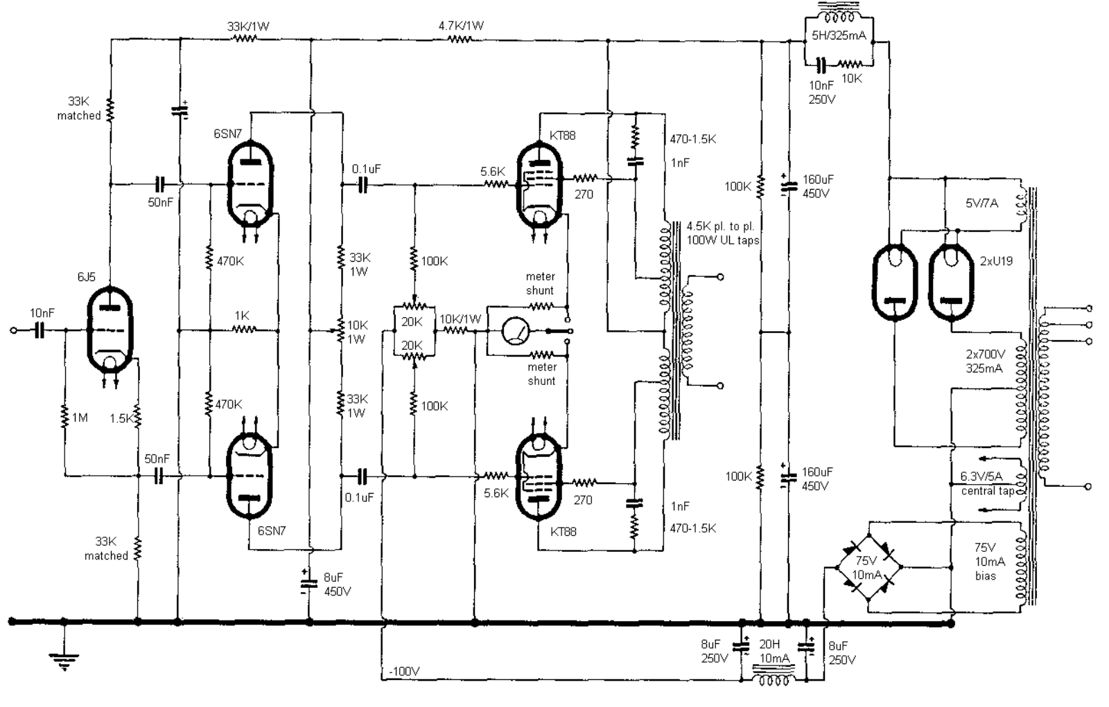 Genelex 100W Schematic