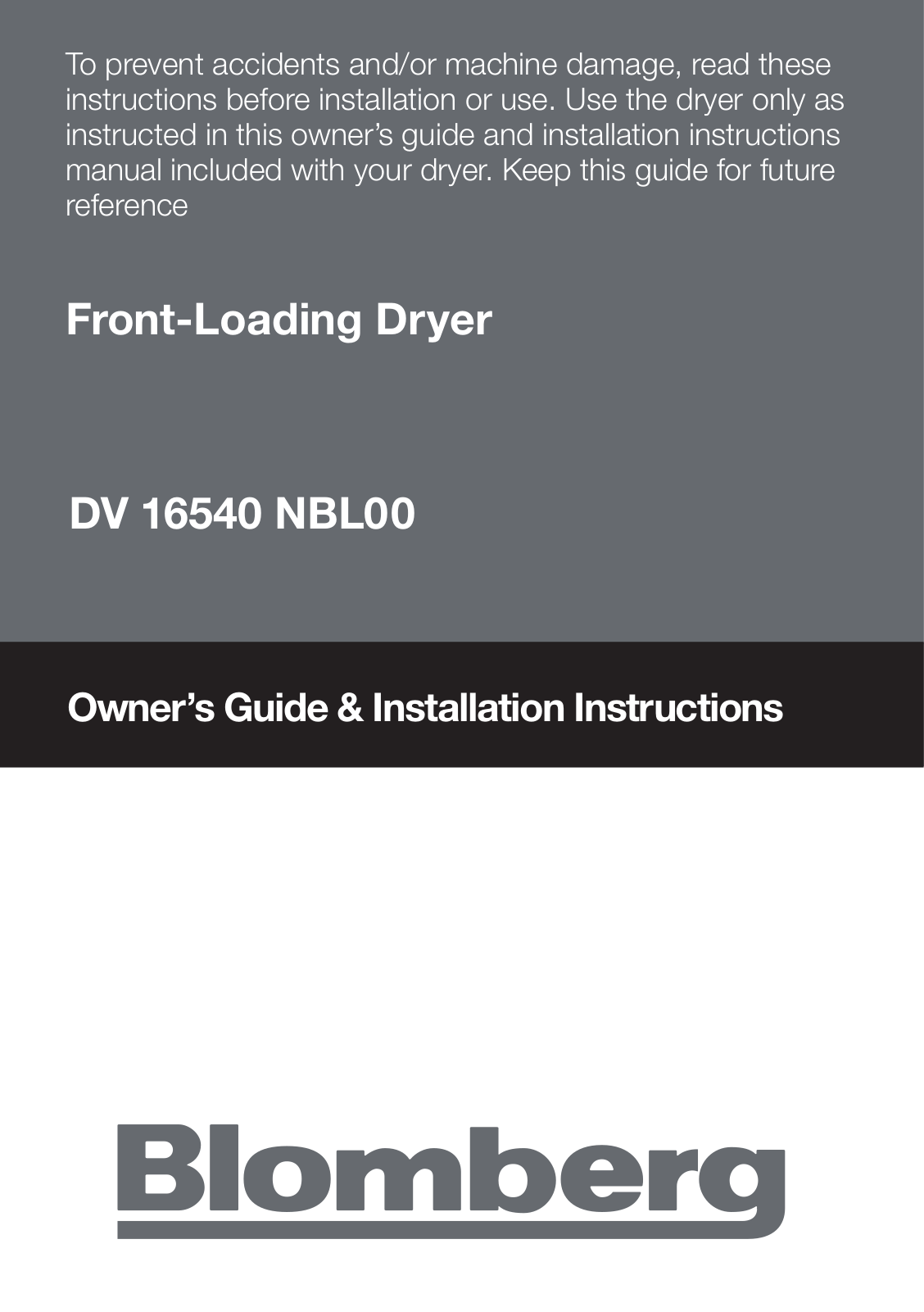 Blomberg DV16540NBL00 User Manual