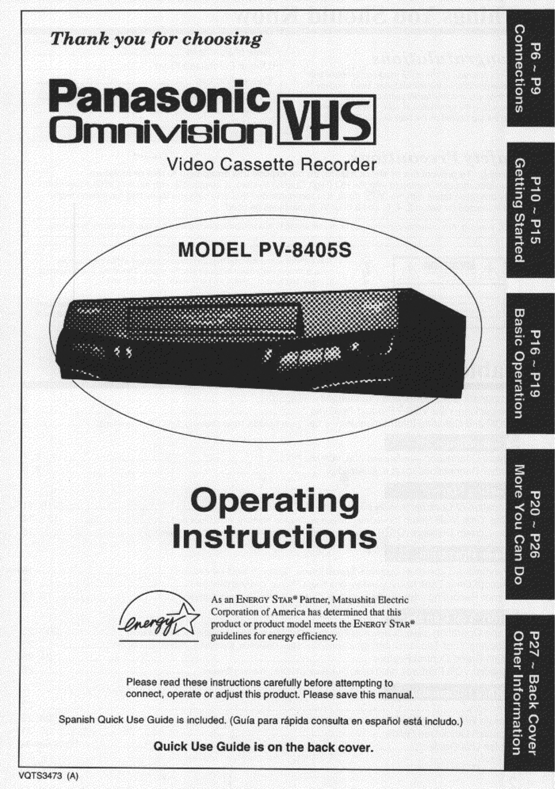 Panasonic PV-8405S User Manual