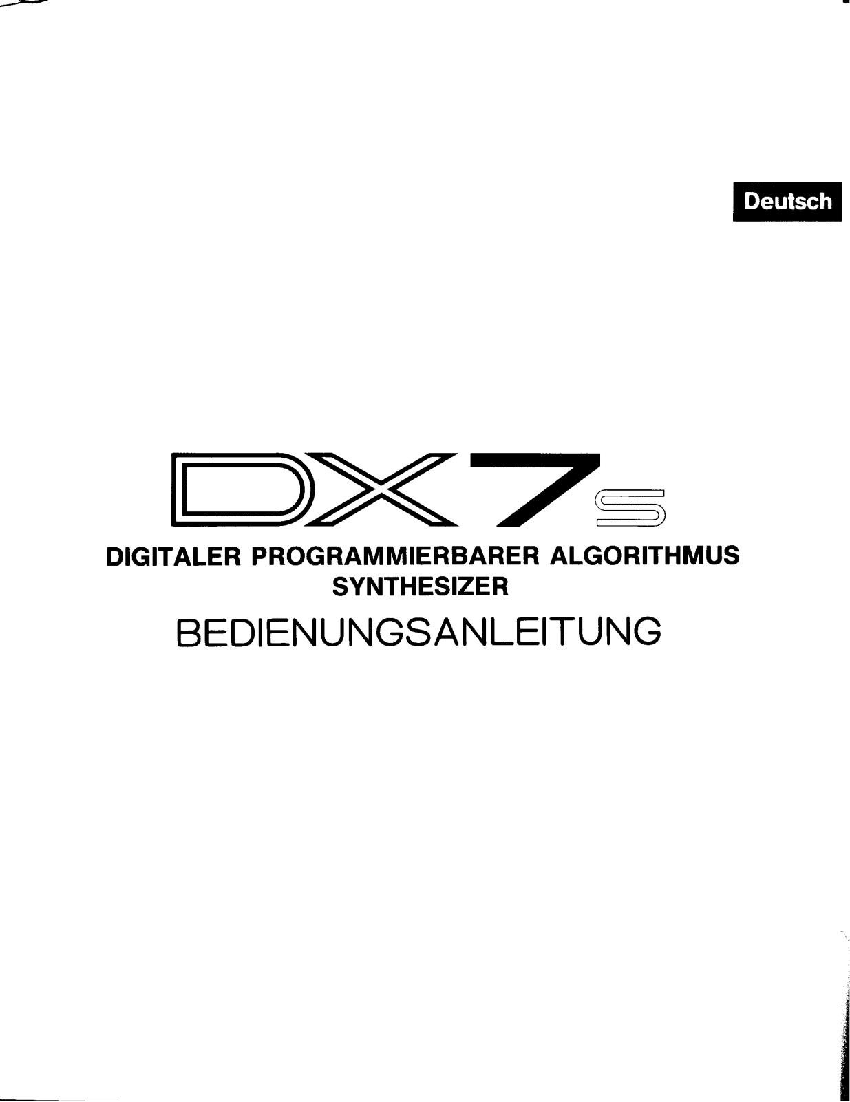 Yamaha DX7S User Manual