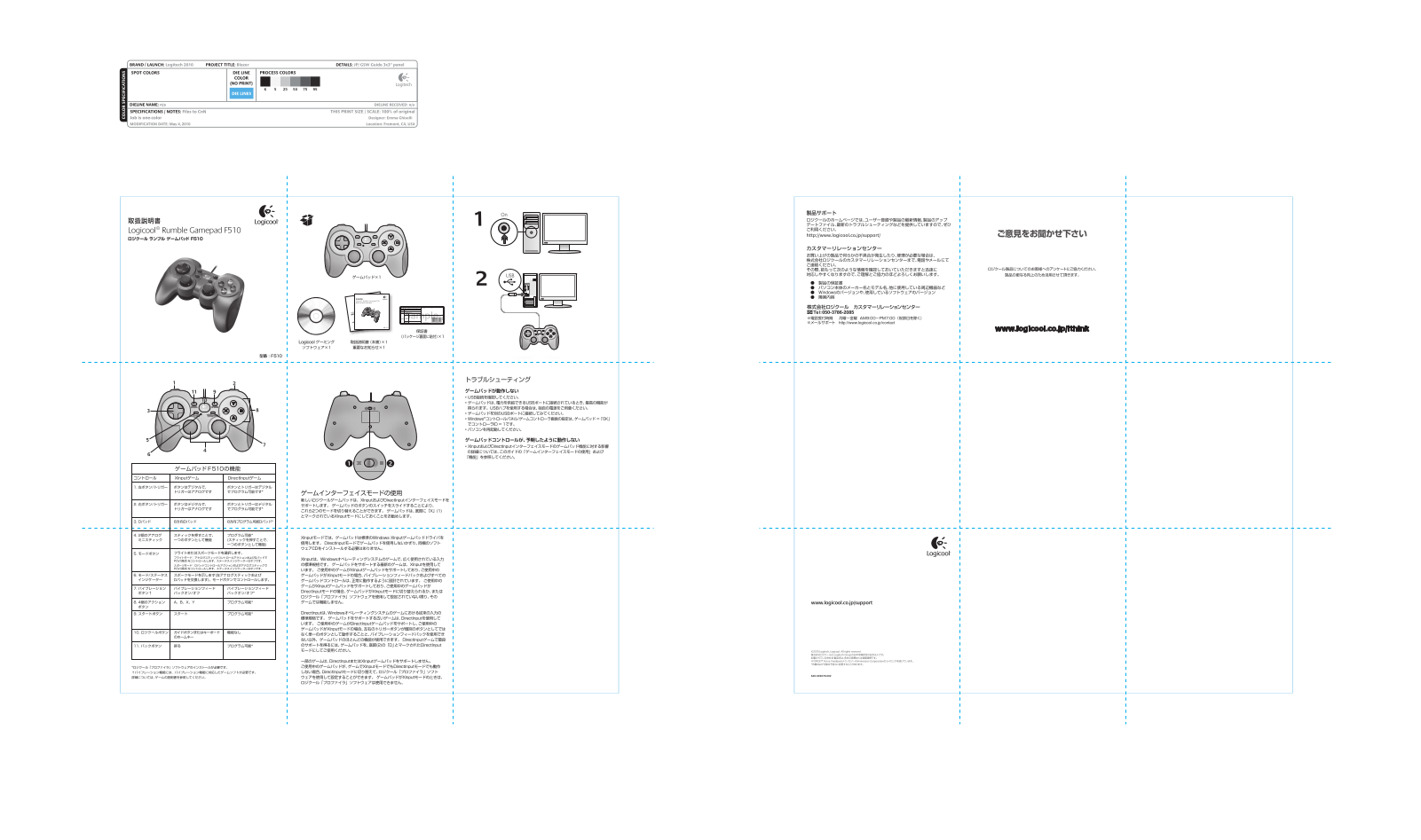 Logitech F510 QUICK START GUIDE