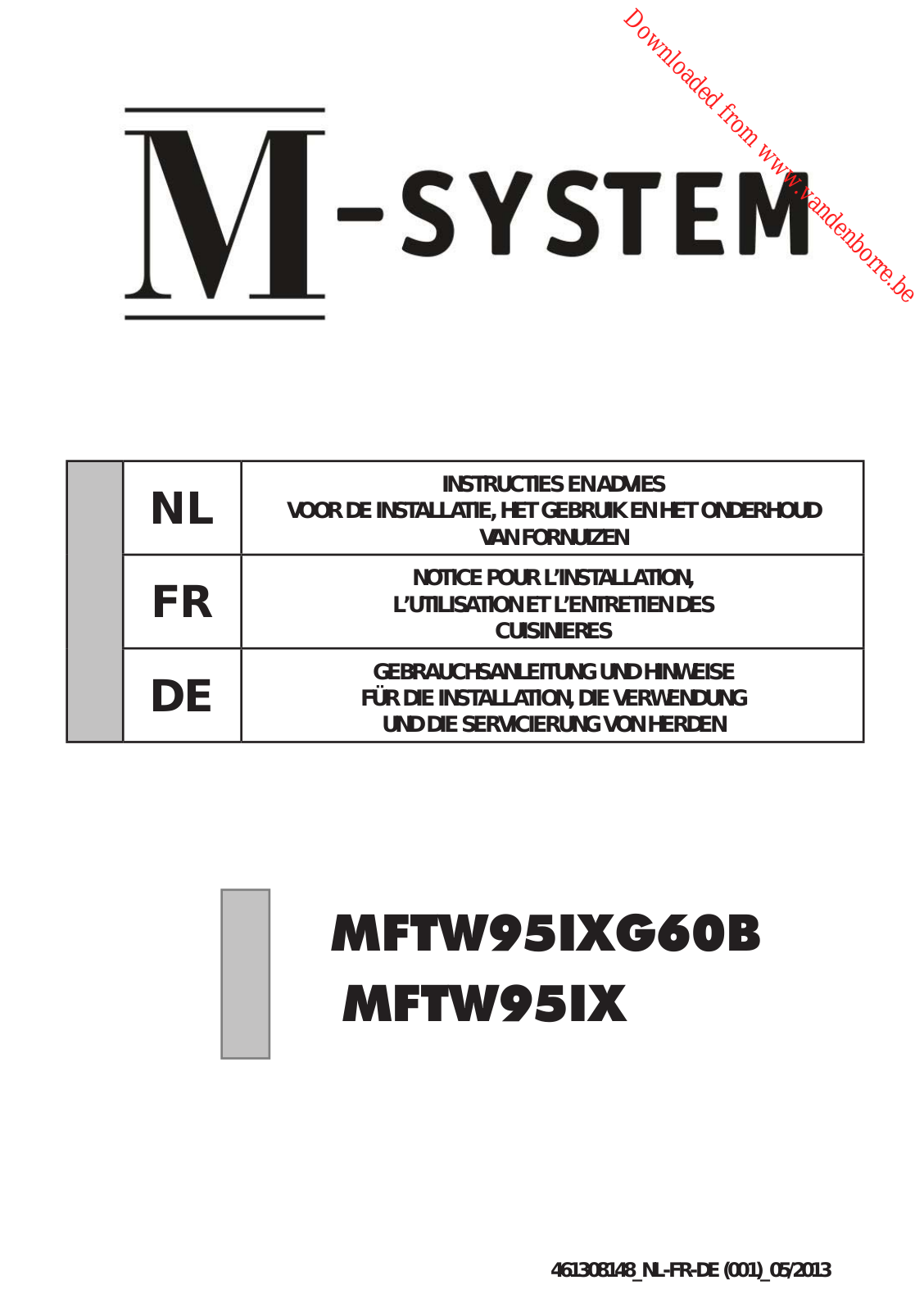 M-SYSTEM MFTW75IXBE User Manual