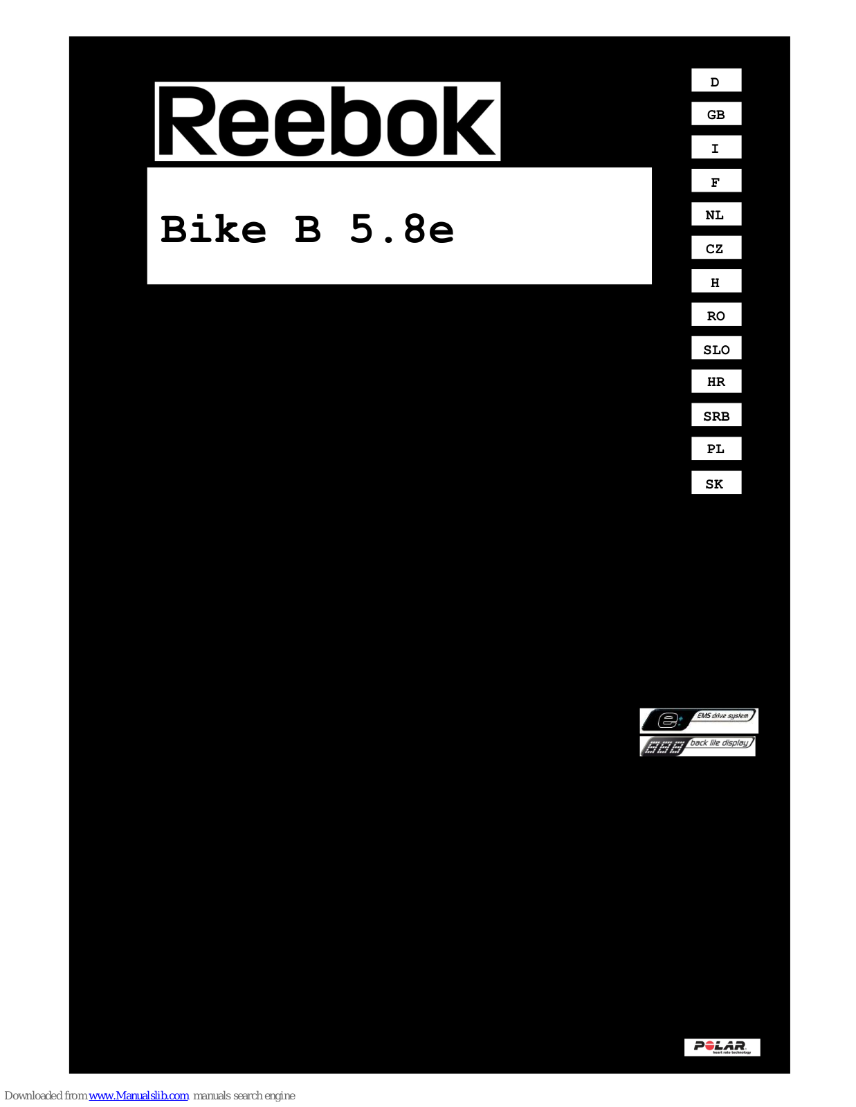 Reebok Bike B 5.8e User Manual