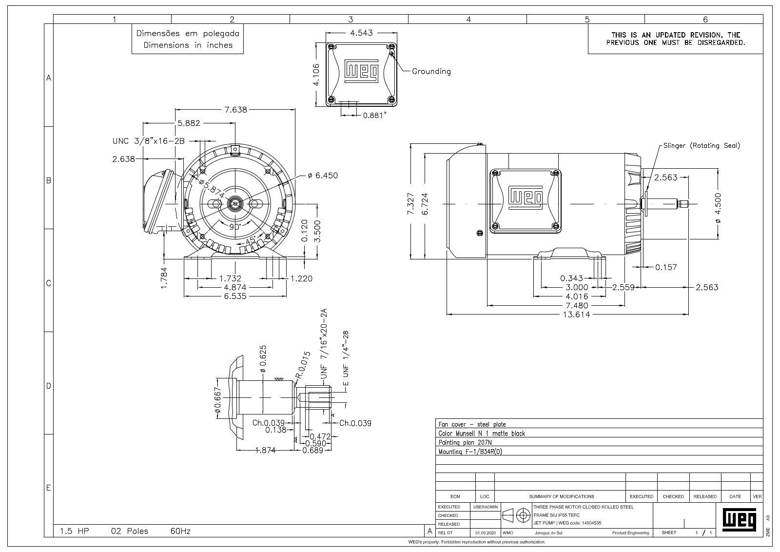 WEG Electric 00156ET3EJP56J-S Reference Drawing