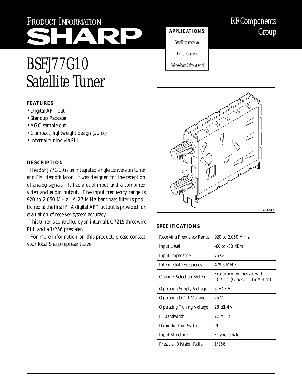 Sharp BSFJ77G10 Datasheet