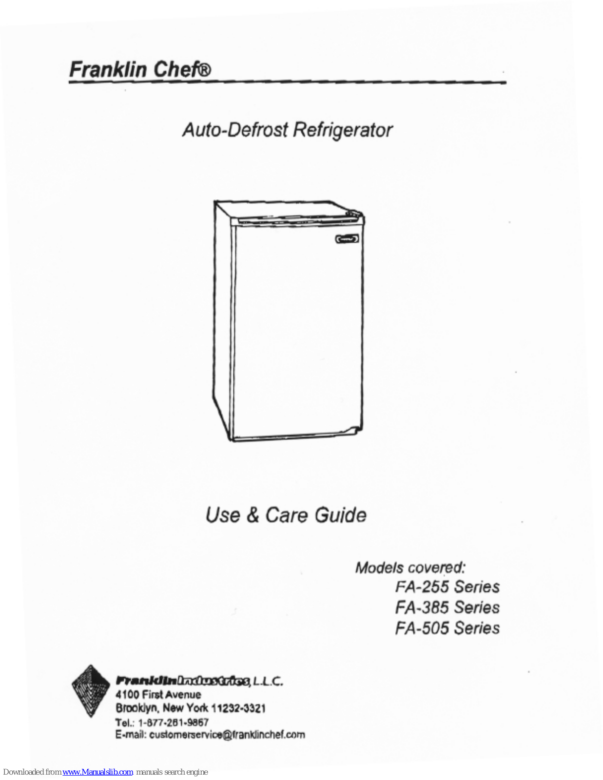 Franklin Chef FA-385 Series, FA-255 Series, FA-505 Series Use & Care Manual