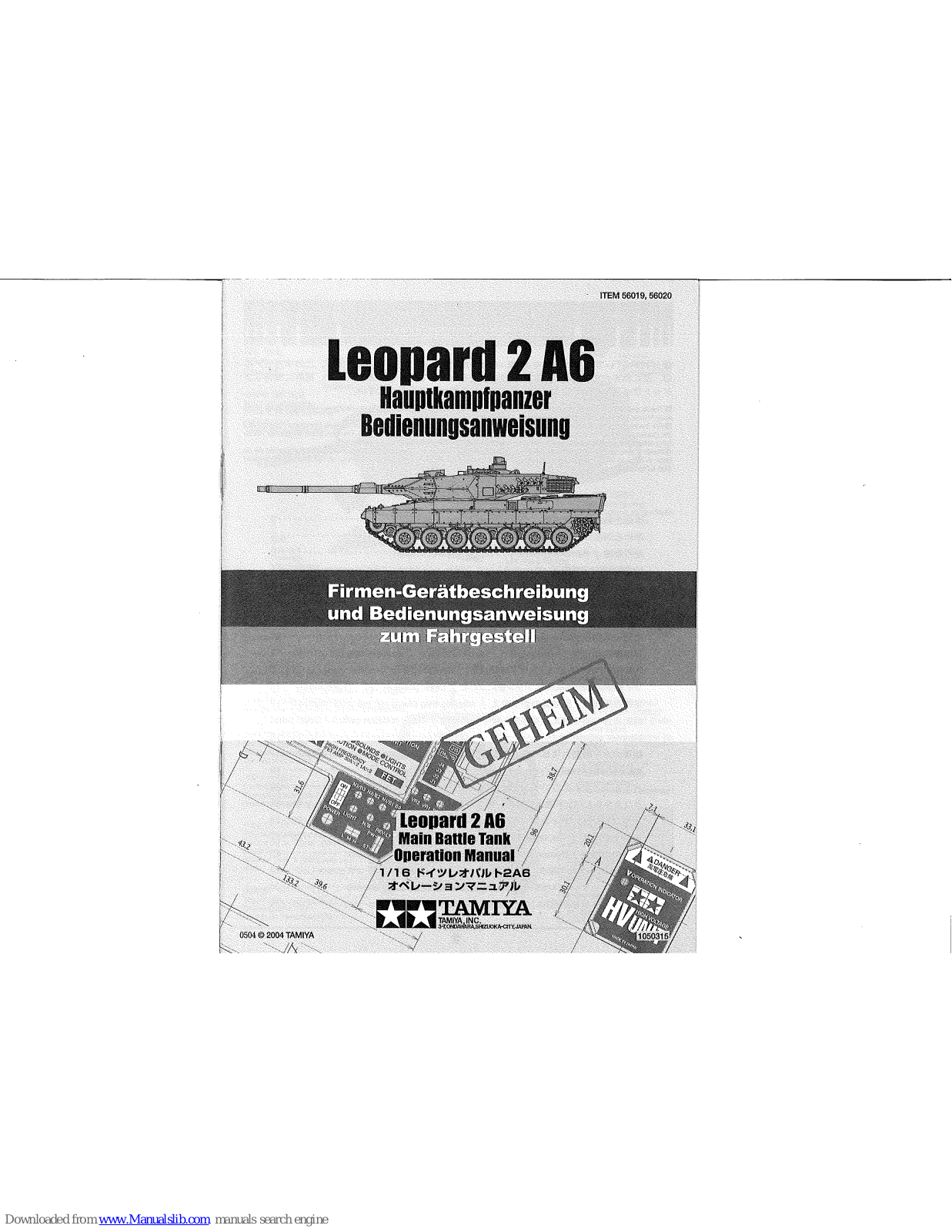 Tamiya 56020, 56019 Operation Manual - ManualMachine.com