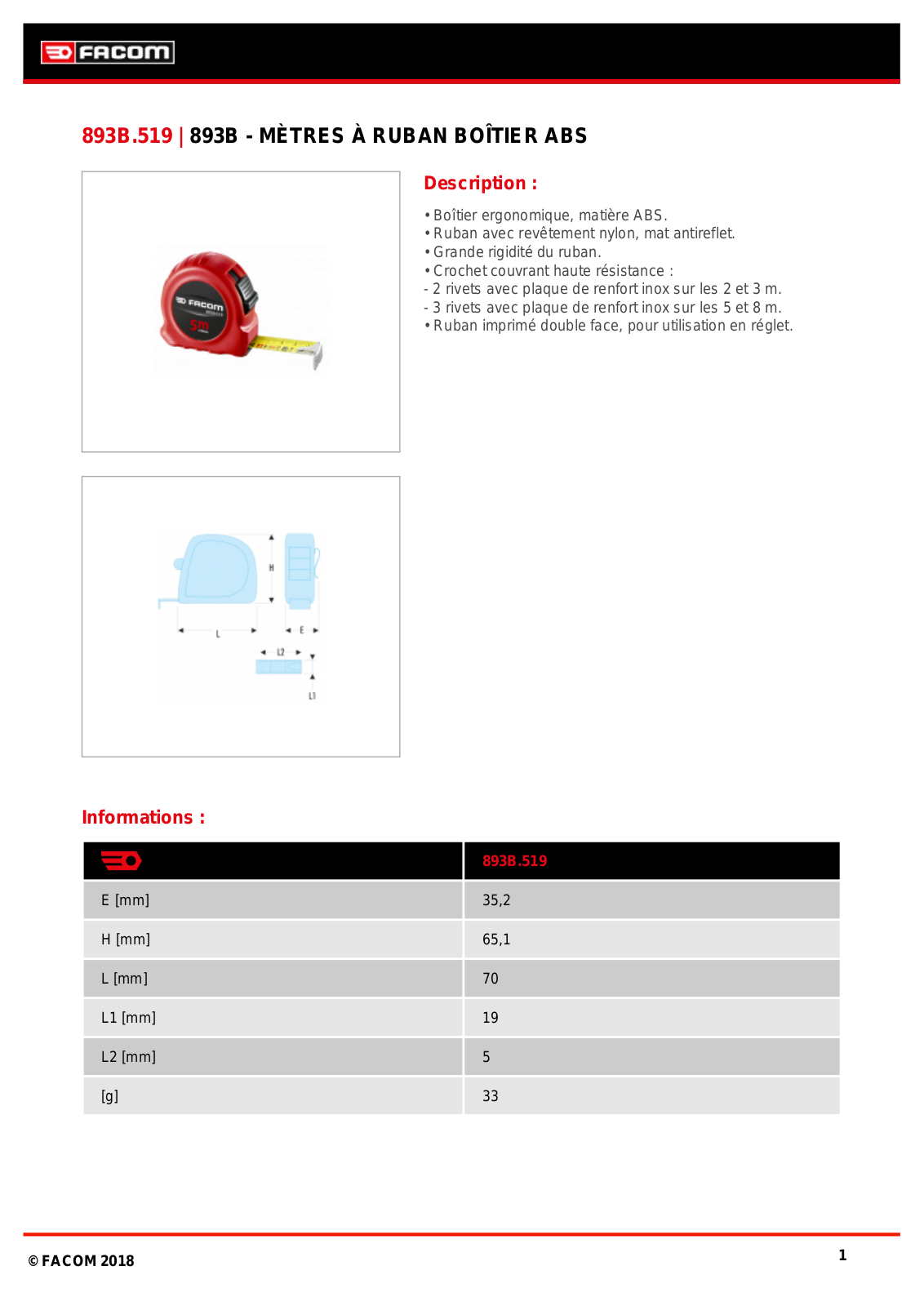 Facom 893B.519PB Specification - ManualMachine.com