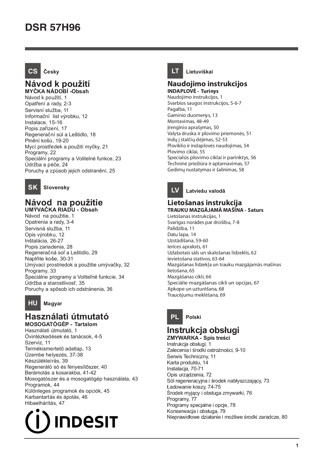 Indesit DSR 57H96 Z S User Manual