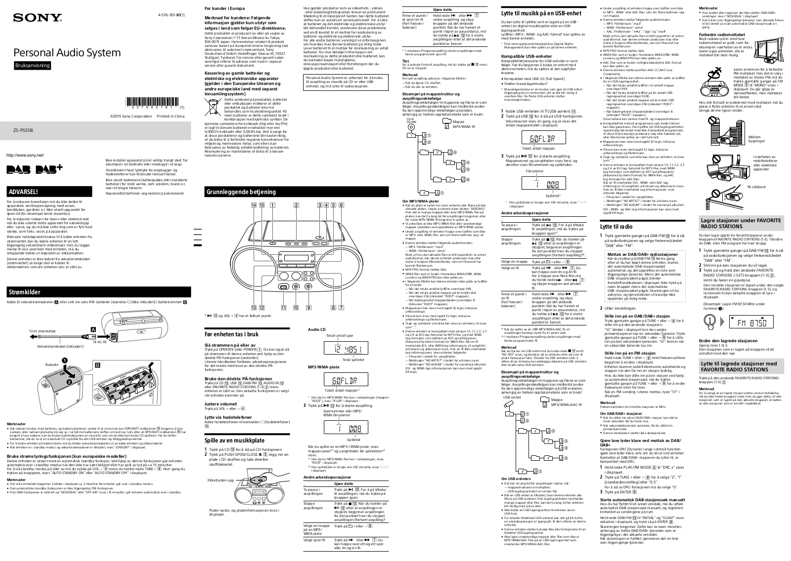 Sony ZS-PS55B User Manual