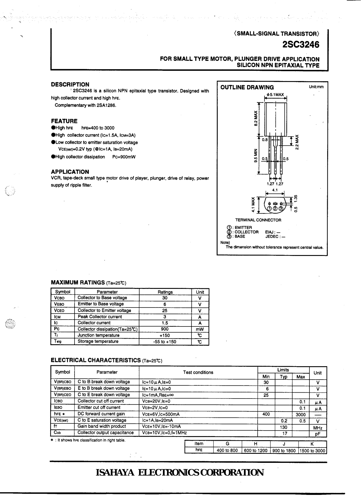 Datasheet 2SC3246 Specification - ManualMachine.com