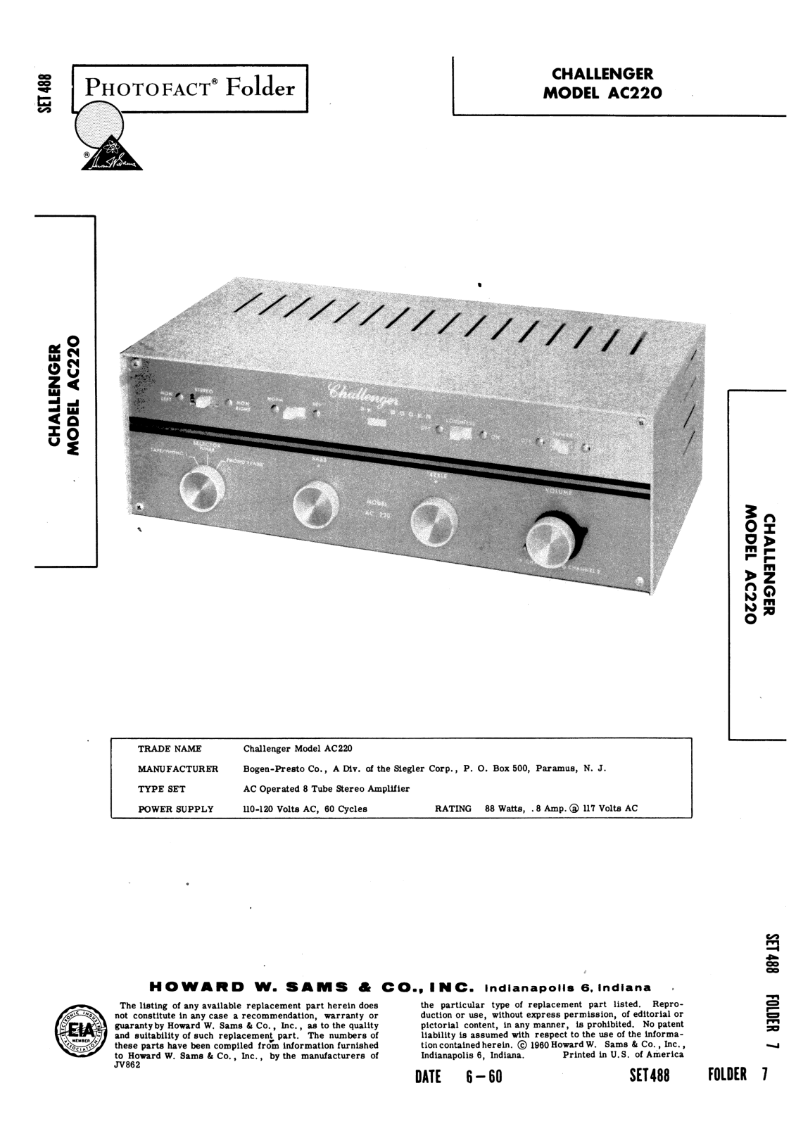 Bogen AC220 Service Manual